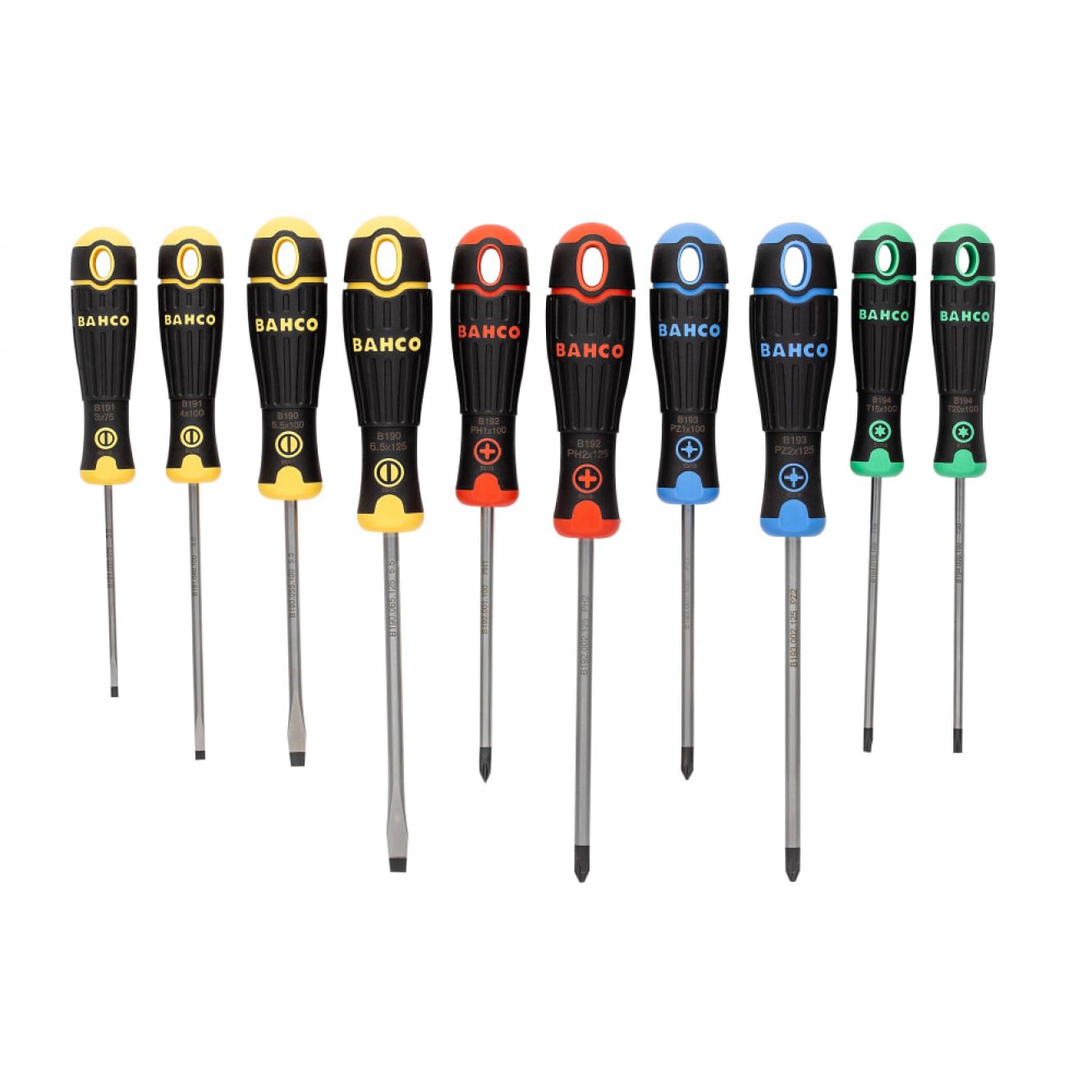BAHCOFIT Coloured Handle Screwdriver Set, 10 Piece BAHB219010RB