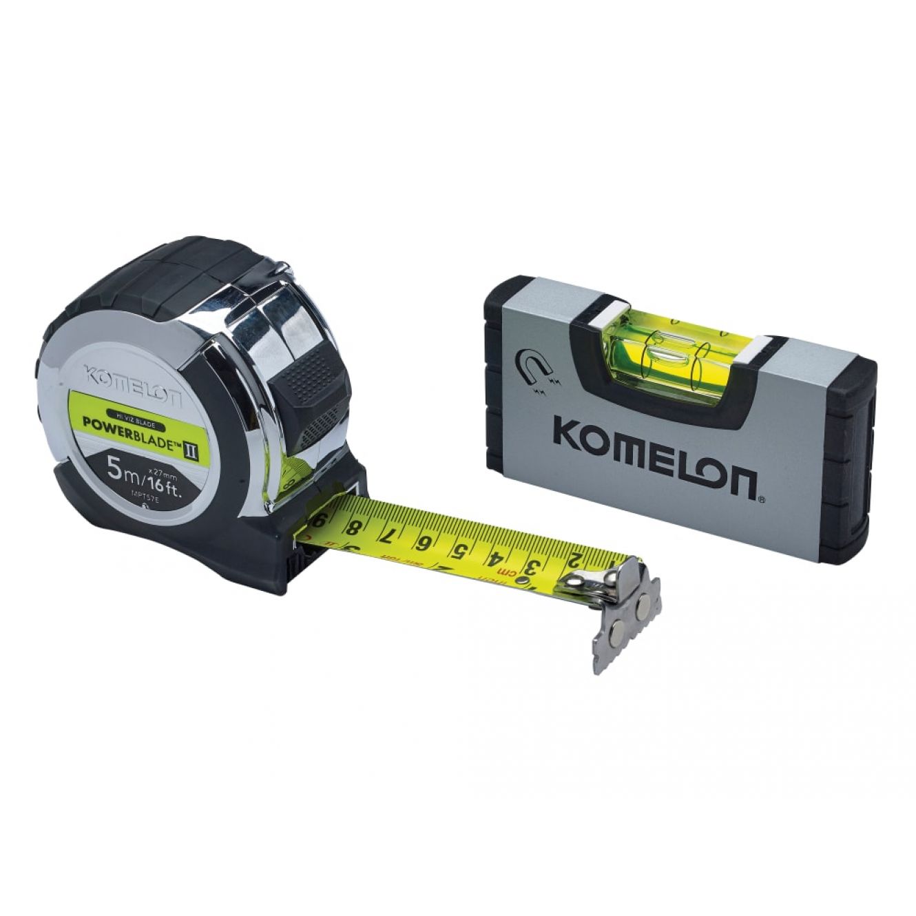 PowerBlade™ II Pocket Tape 5m/16ft (Width 27mm) with Mini Level KOM516TLVPK