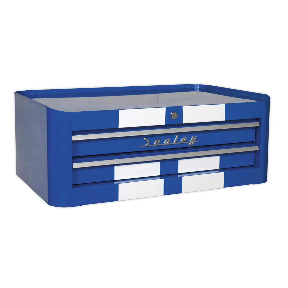 Mid-Box 2 Drawer Retro Style - Blue with White Stripes AP28102BWS