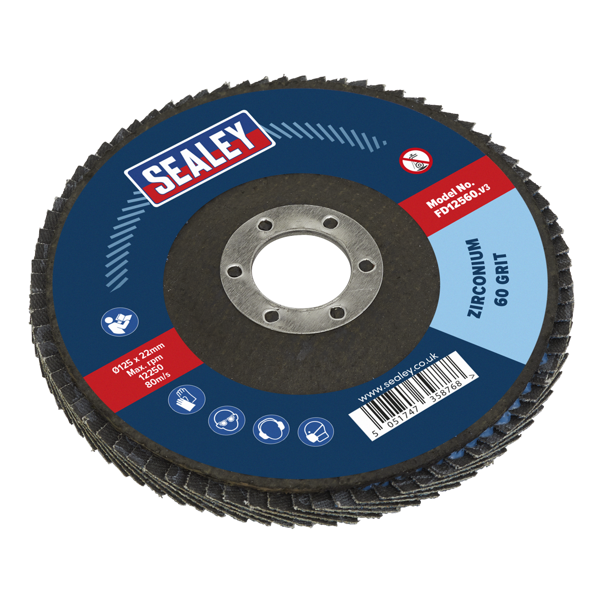 Flap Disc Zirconium Ø125mm Ø22mm Bore 60Grit FD12560