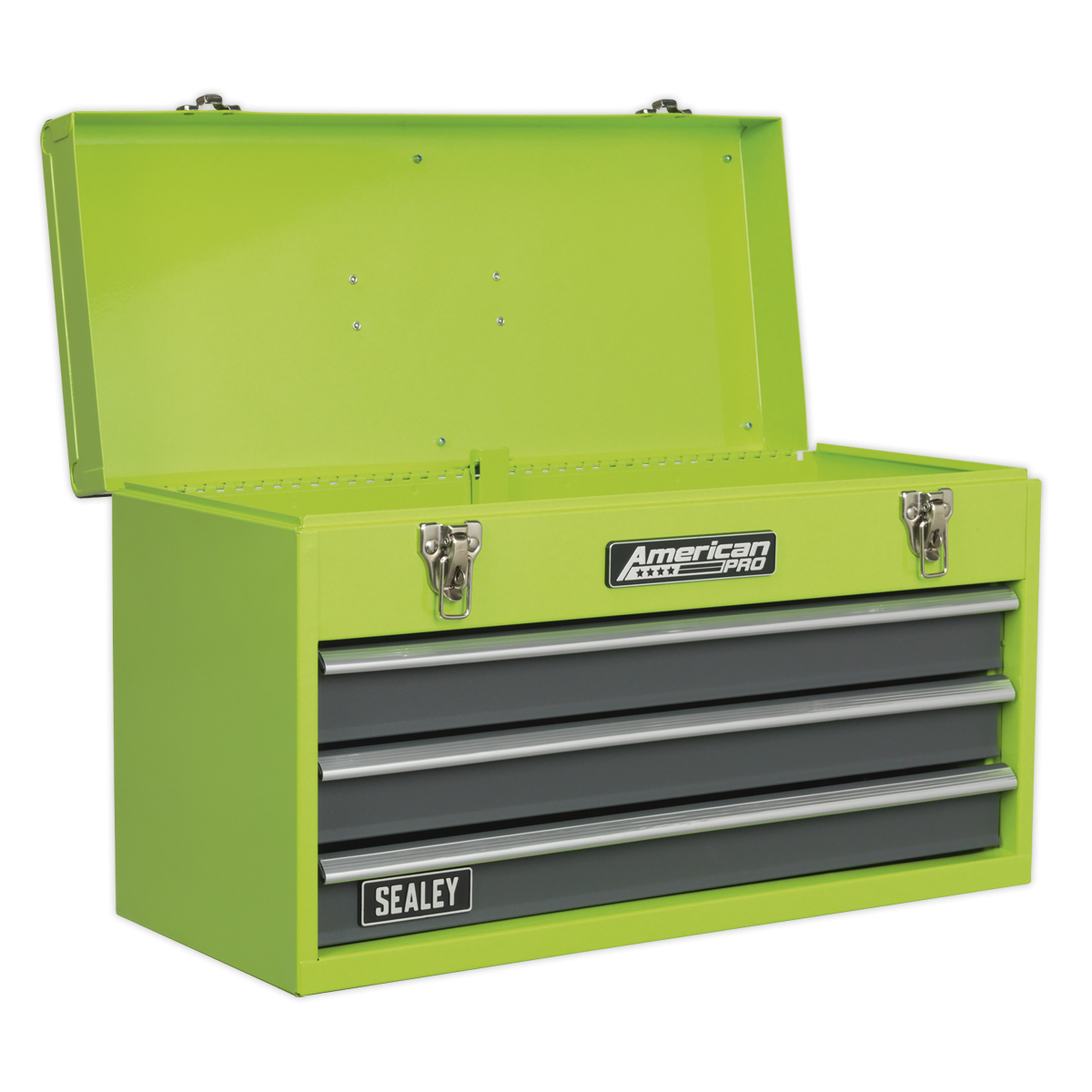 Tool Chest 3 Drawer Portable with Ball-Bearing Slides - Hi-Vis Green/Grey AP9243BBHV