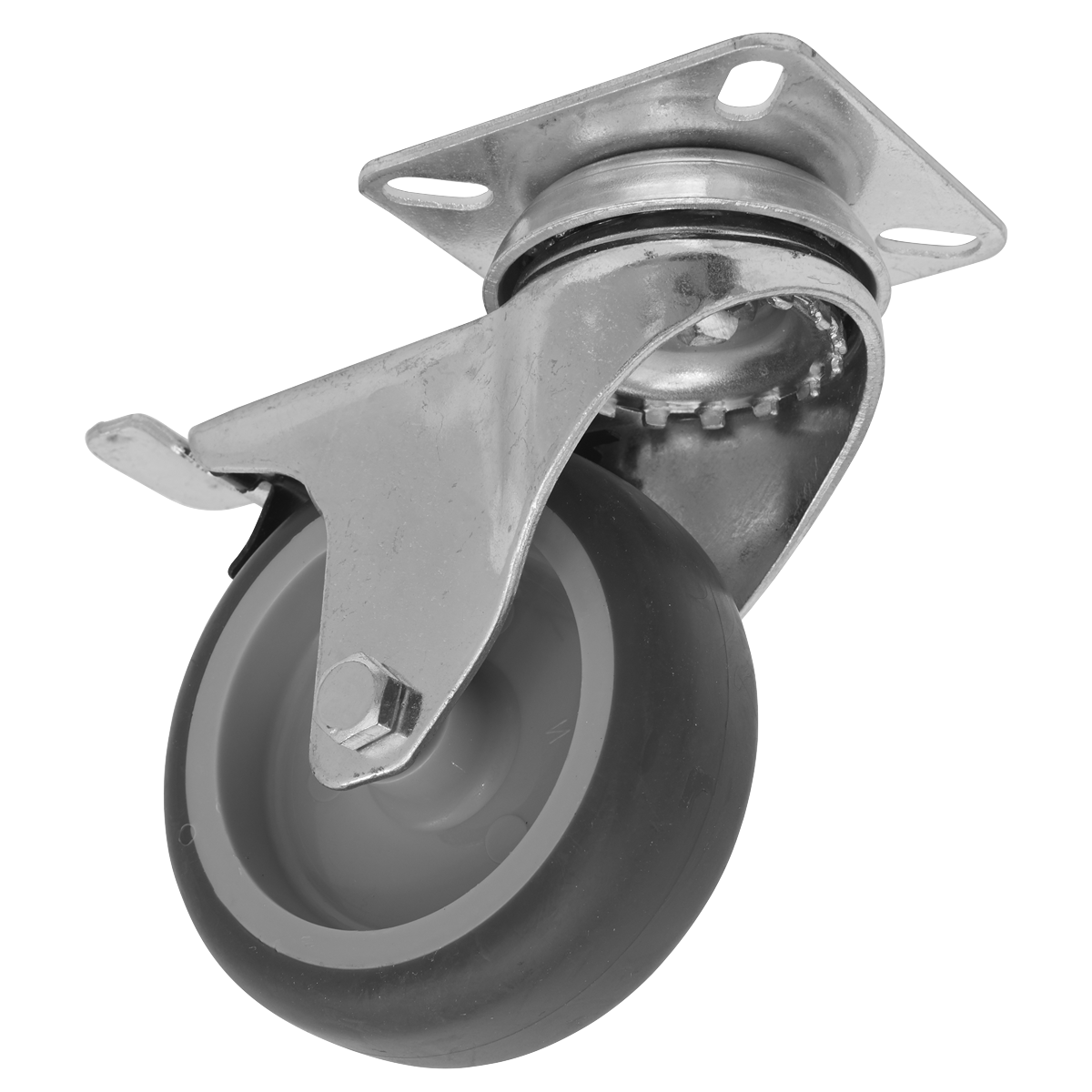 Medium-Duty Thermoplastic Swivel Castor Wheel with Total Lock Ø75mm - Trade SCW275SPLEM