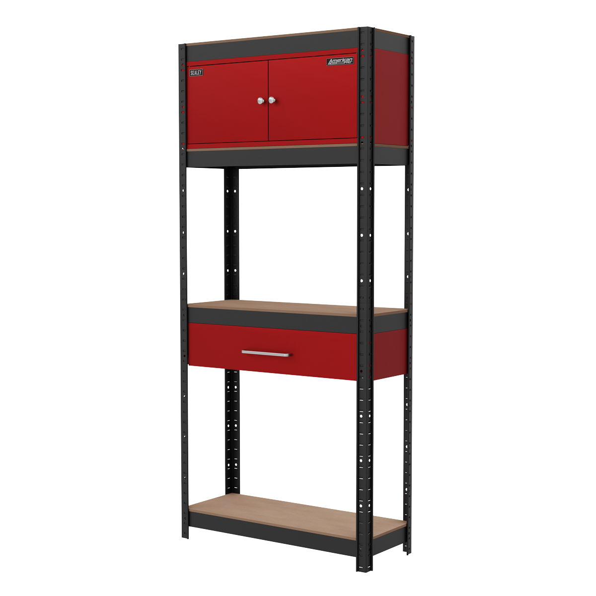 Shelving Unit 4-Tier with Cupboard and Drawer AP830R