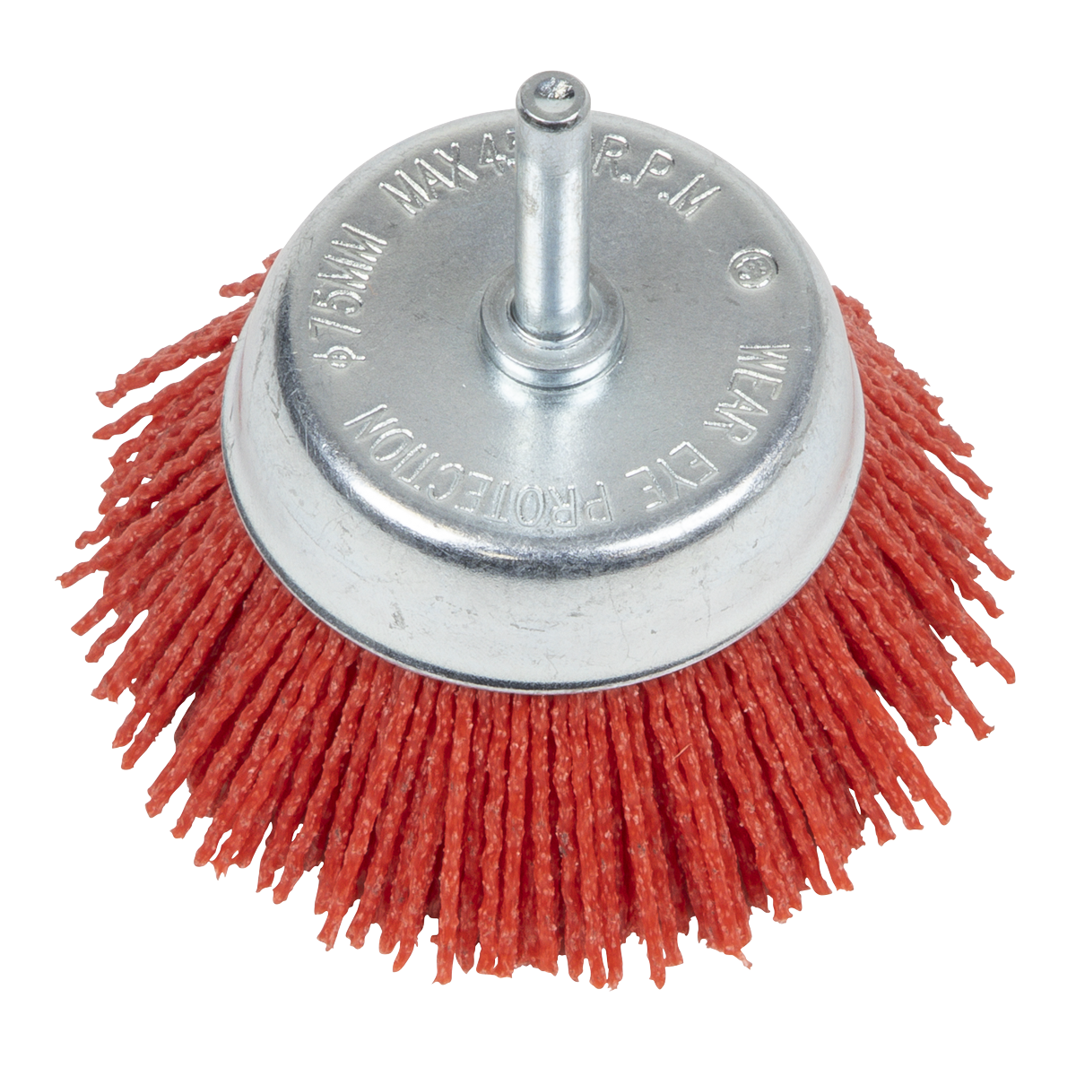 Nylon Filament Cup Brush Ø75mm with Ø6mm Shaft NFB75