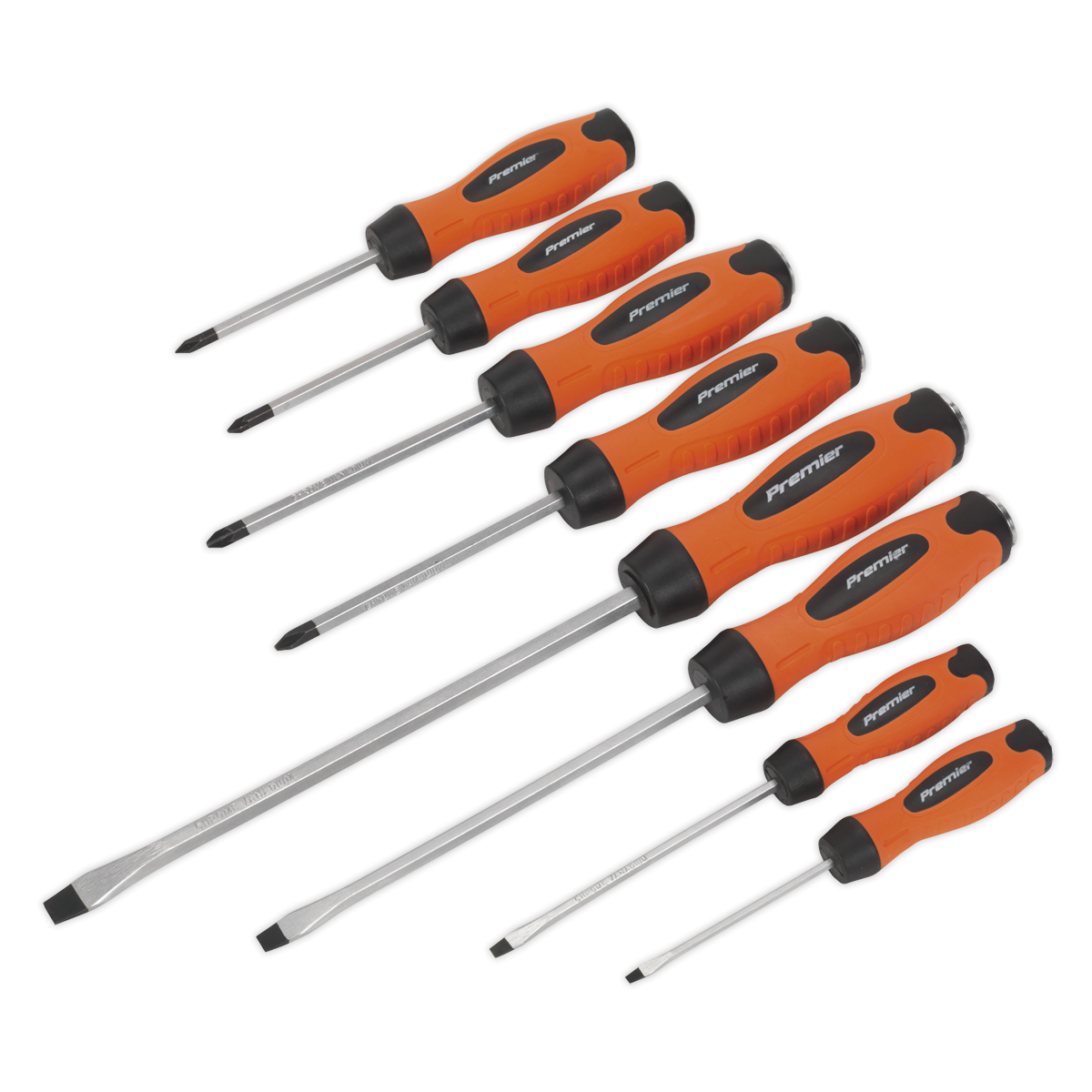 Screwdriver Set 8pc Hammer-Thru Hi-Vis Orange HV004