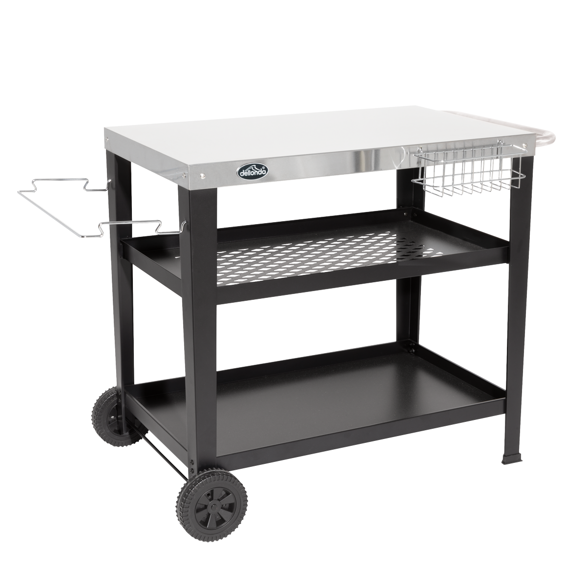 Dellonda Barbecue/Plancha Trolley for Outdoor Grilling/Cooking with Utensil Holder, Stainless Steel DG263