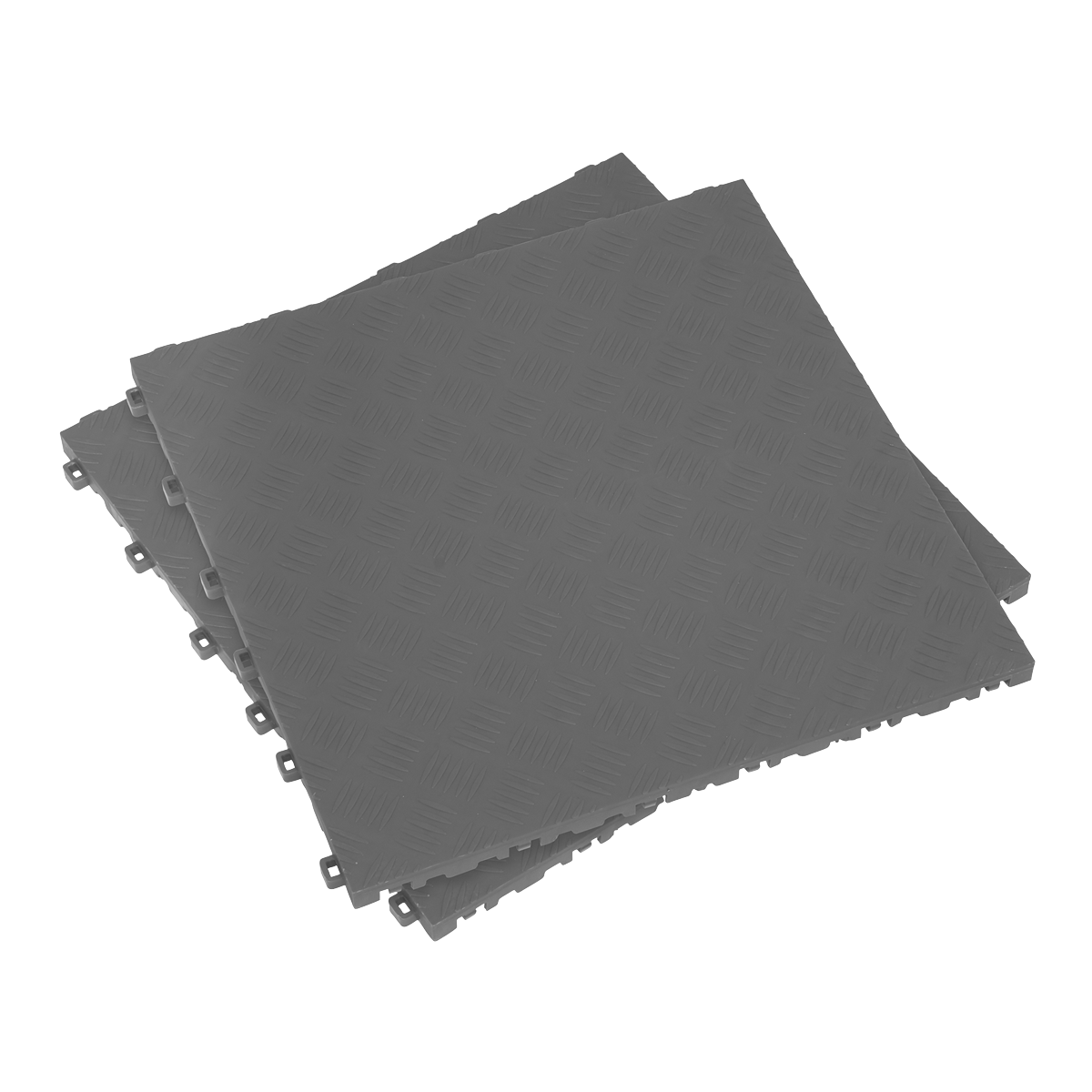 Polypropylene Floor Tile 400 x 400mm - Grey Treadplate - Pack of 9 FT3G
