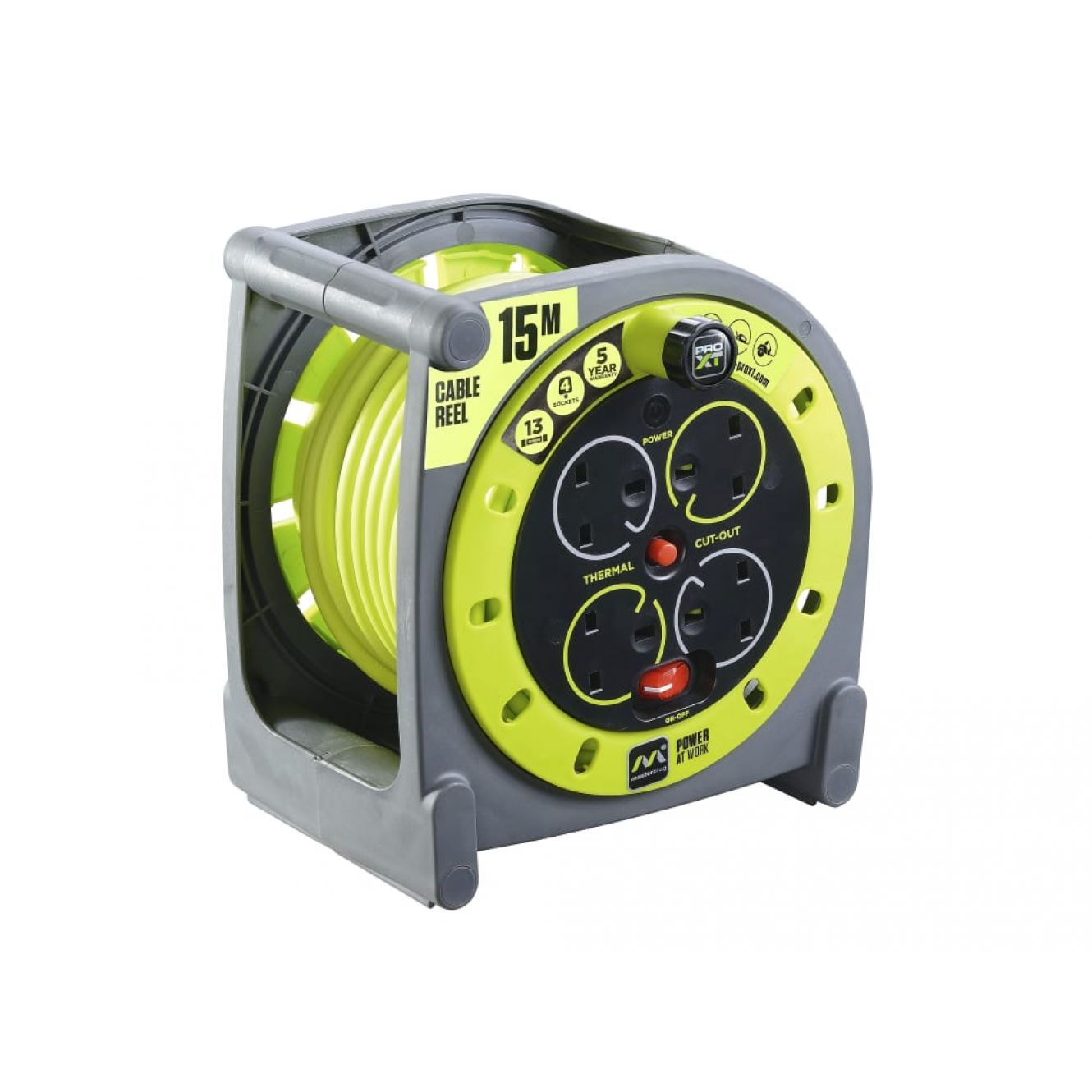 PRO-XT Case Cable Reel 240V 13A 4-Socket 15m MSTHMU15134