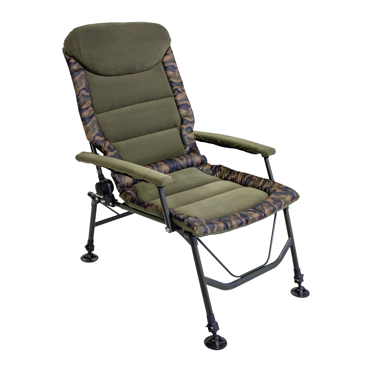 Dellonda Deluxe Portable Fishing/Camping Chair, Reclining, Padded Armrests and Back, Adjustable Height, Rotating Feet for Multiple Terrain, Foldable DL73