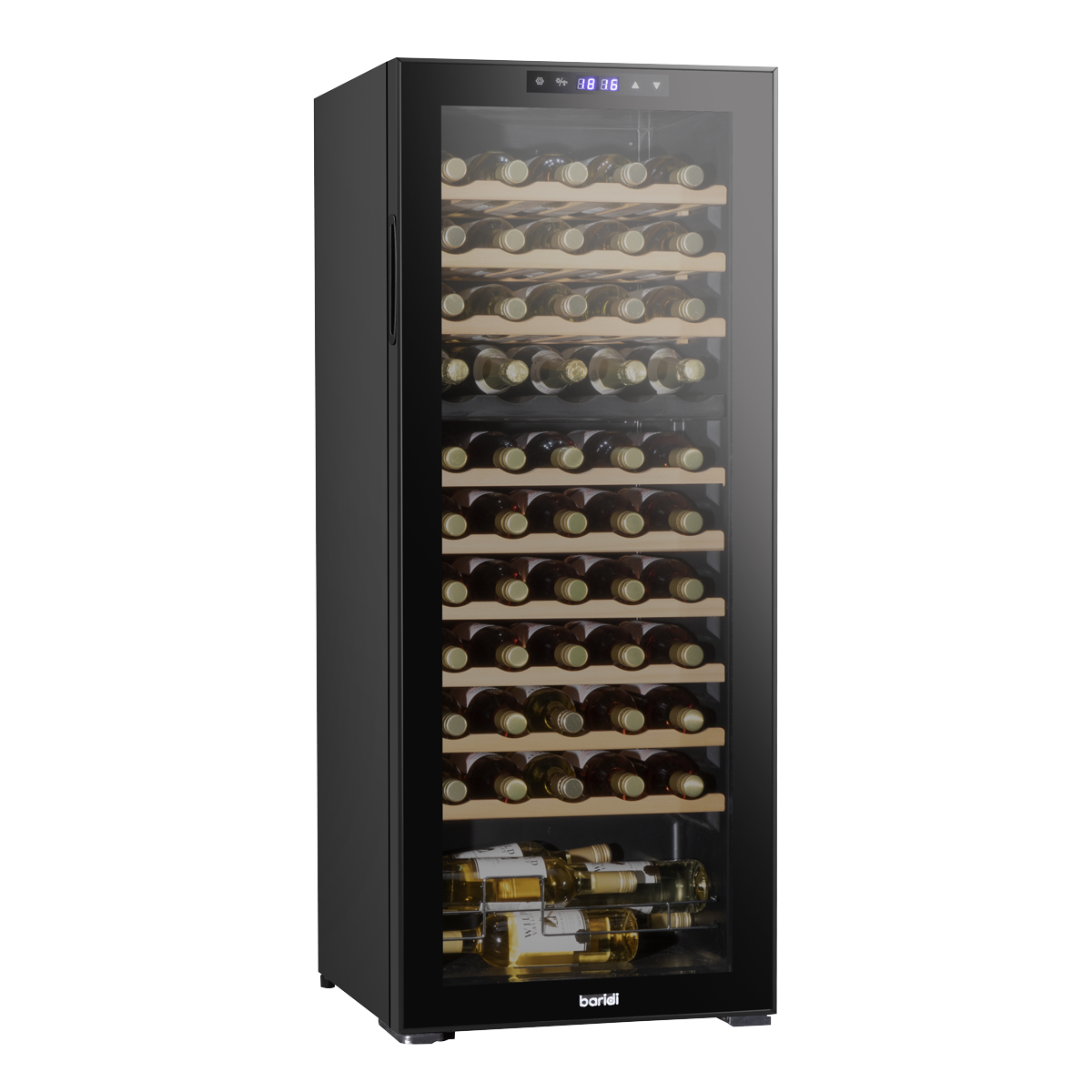 Baridi 55 Bottle Dual Zone Wine Cooler, Fridge with Digital Touch Screen Controls, Wooden Shelves & LED Light, Black DH93