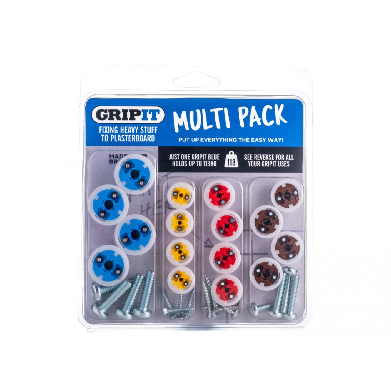 Plasterboard Fixings Multi Pack,16 Piece, Clam Pack GRPMULTIPK