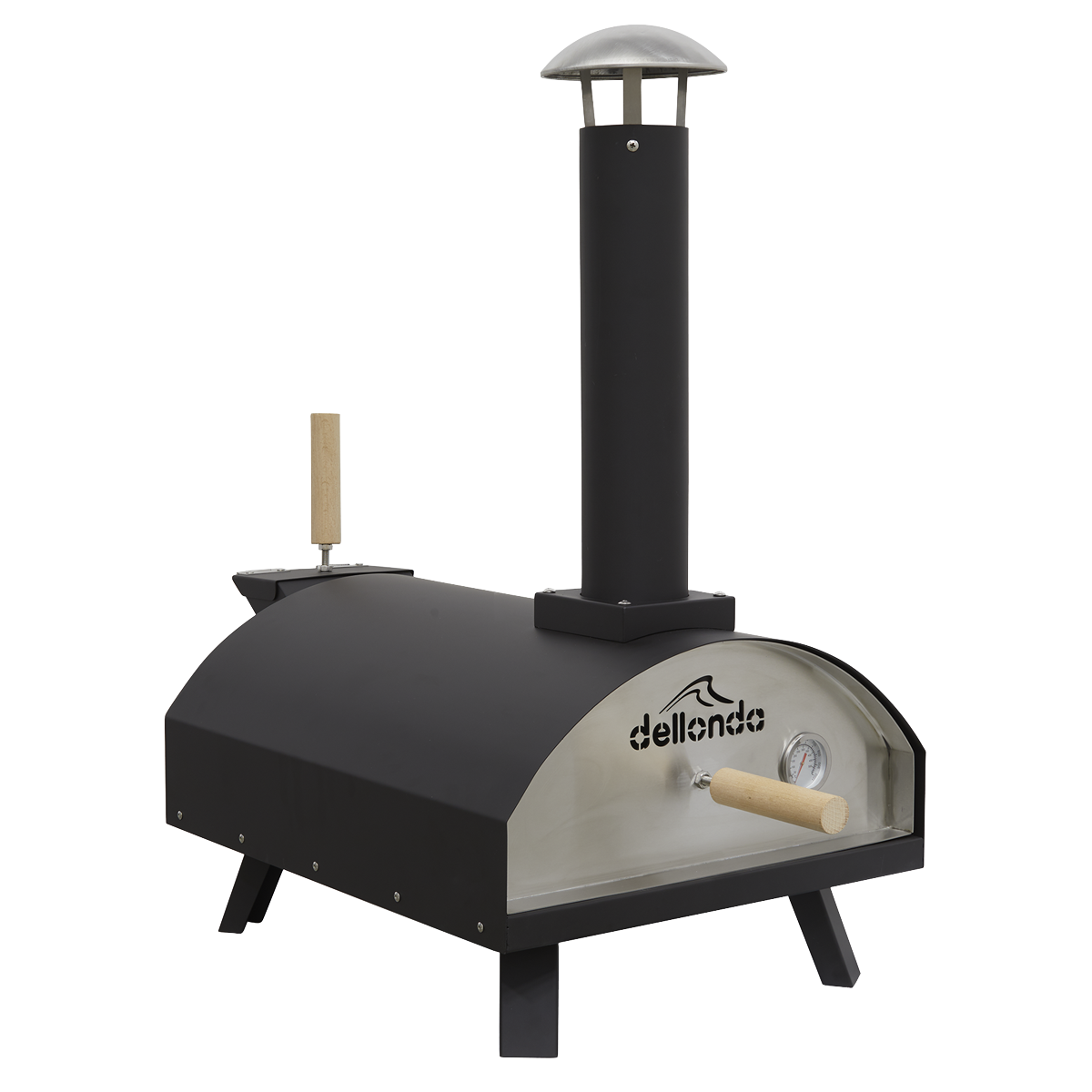 Dellonda Portable Wood-Fired 14" Pizza Oven and Smoking Oven, Black/Stainless Steel DG10
