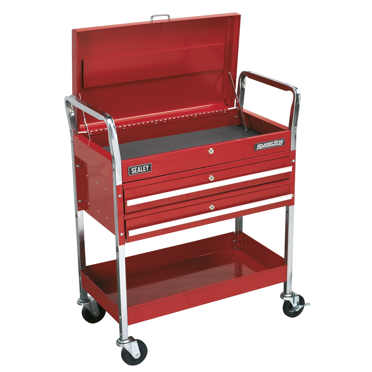 Trolley 2-Level Heavy-Duty with Lockable Top & 2 Drawers CX1042D