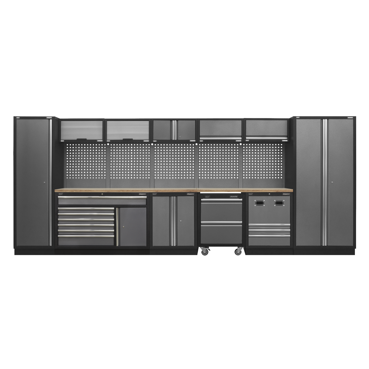 Superline PRO® 4.9m Storage System - Pressed Wood Worktop APMSSTACK16W