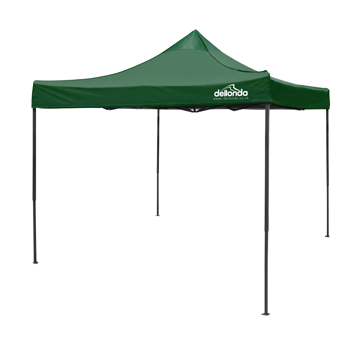 Dellonda Premium 3 x 3m Pop-Up Gazebo, PVC Coated, Water Resistant Fabric, Supplied with Carry Bag, Rope, Stakes & Weight Bags - Dark Green Canopy DG132