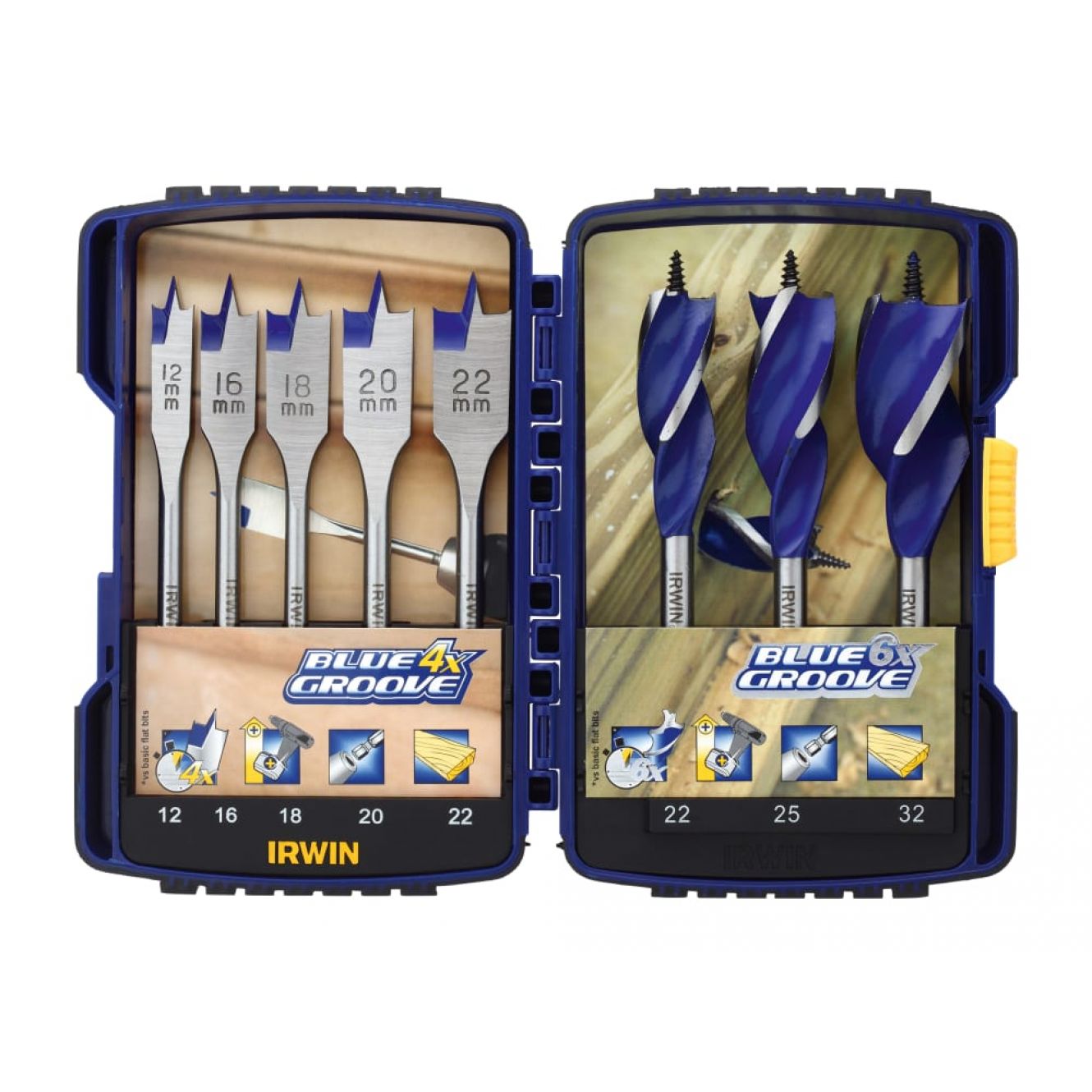 Blue Groove Auger & Flat Drill Bit Set, 8 Piece IRW10507593
