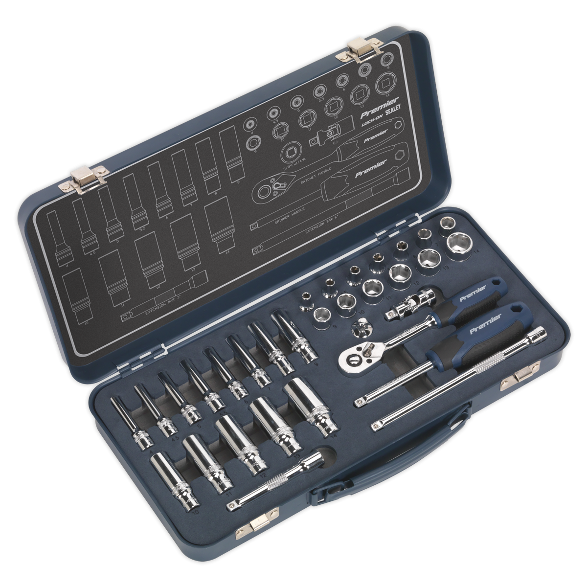 Socket Set 32pc 1/4"Sq Drive Lock-On™ 6pt Metric AK27480