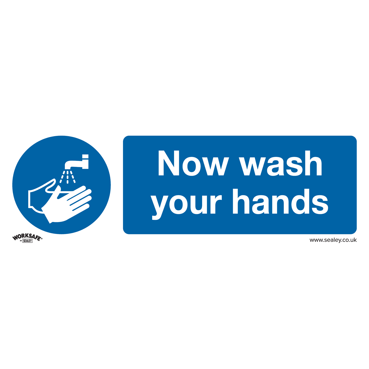 Mandatory Safety Sign - Now Wash Your Hands - Rigid Plastic SS5P1