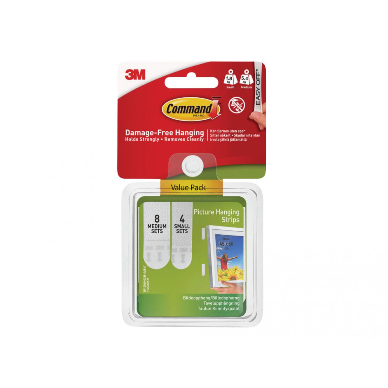 Picture Hanging Strips Set, Small & Medium (Pack 12) COM17203