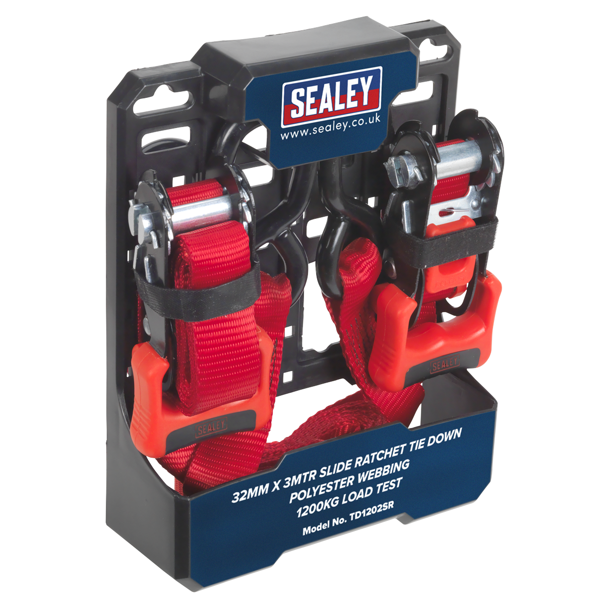 Slide Ratchet Strap 32mm x 3m Polyester Webbing with S-Hooks 1200kg Breaking Strength TD1202SR