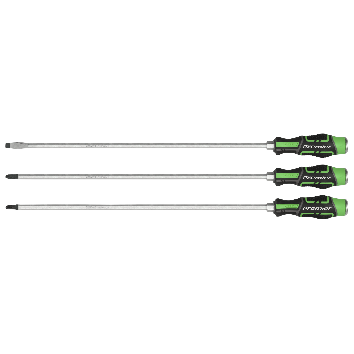 Extra-Long Hammer-Thru Screwdriver Set Hi-Vis Green 450mm 3pc AK4942HV