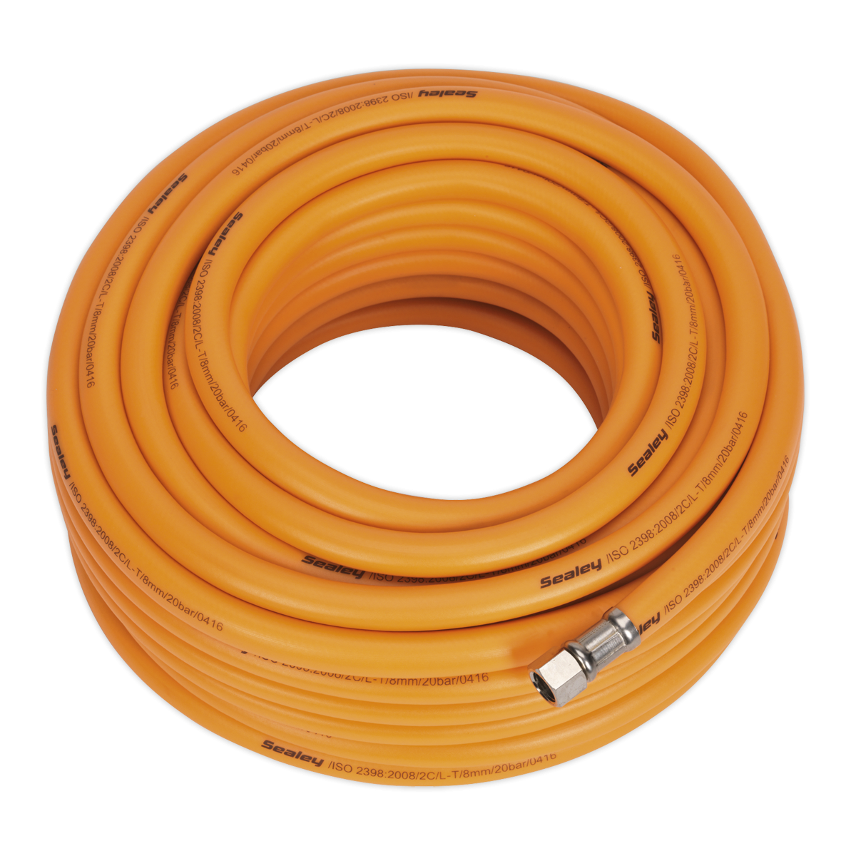 Air Hose 20m x Ø8mm Hybrid High-Visibility with 1/4"BSP Unions AHHC20