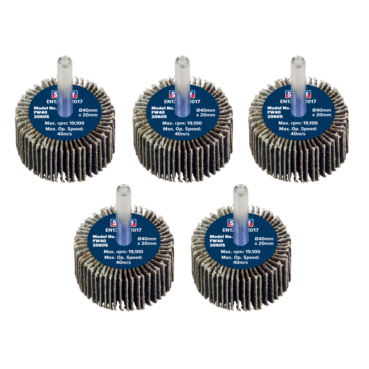 Flap Wheel Ø40 x 20mm 60Grit 6mm Shaft - Pack of 5 FW4020605