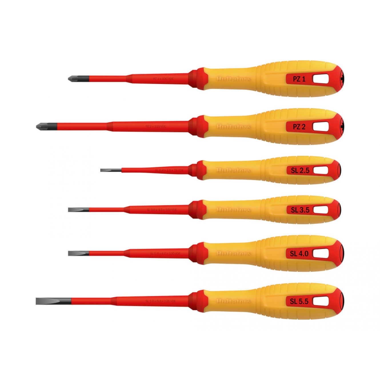 VDE Pozidriv & Slotted Screwdriver Set, 6 Piece HUL444465