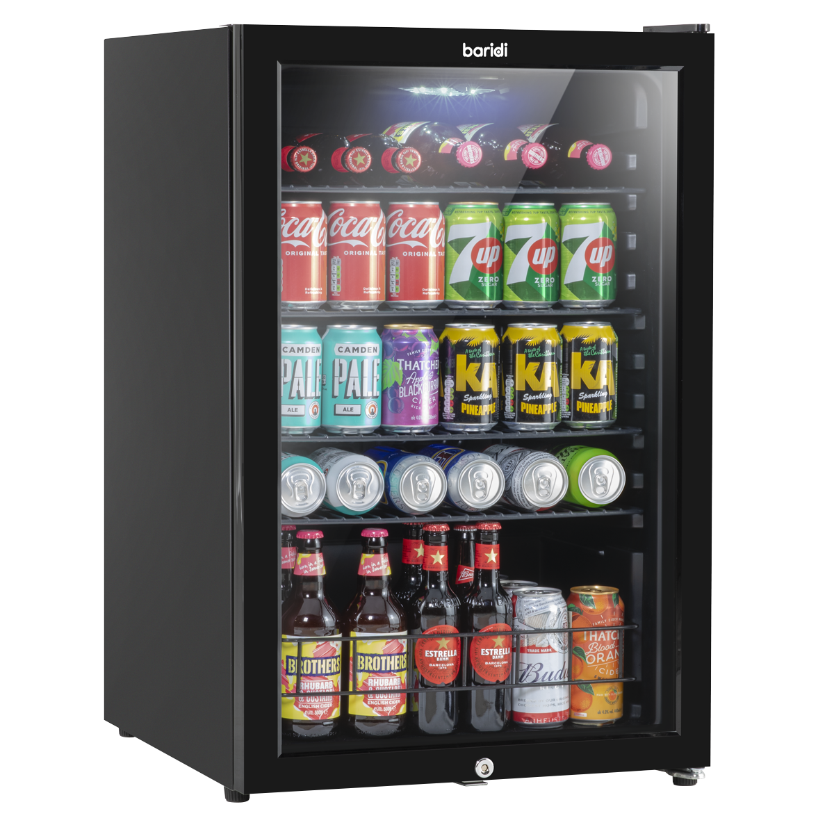 Baridi 115L Under Counter Beer, Drinks & Wine Fridge, Lock, LED Light DH223