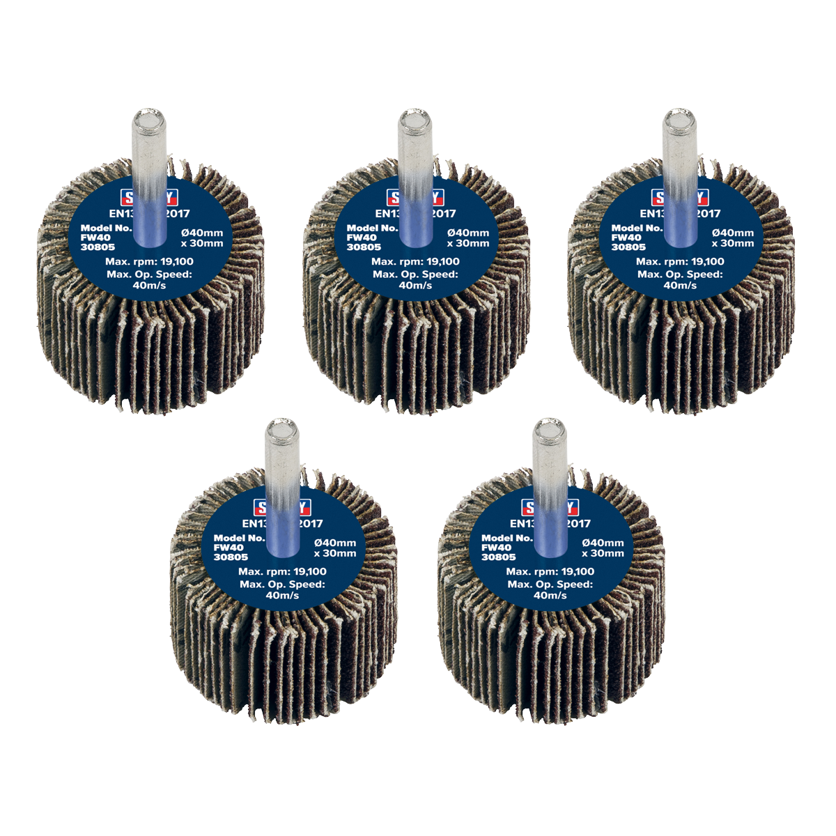 Flap Wheel Ø40 x 30mm 80Grit Ø6mm Shaft - Pack of 5 FW4030805