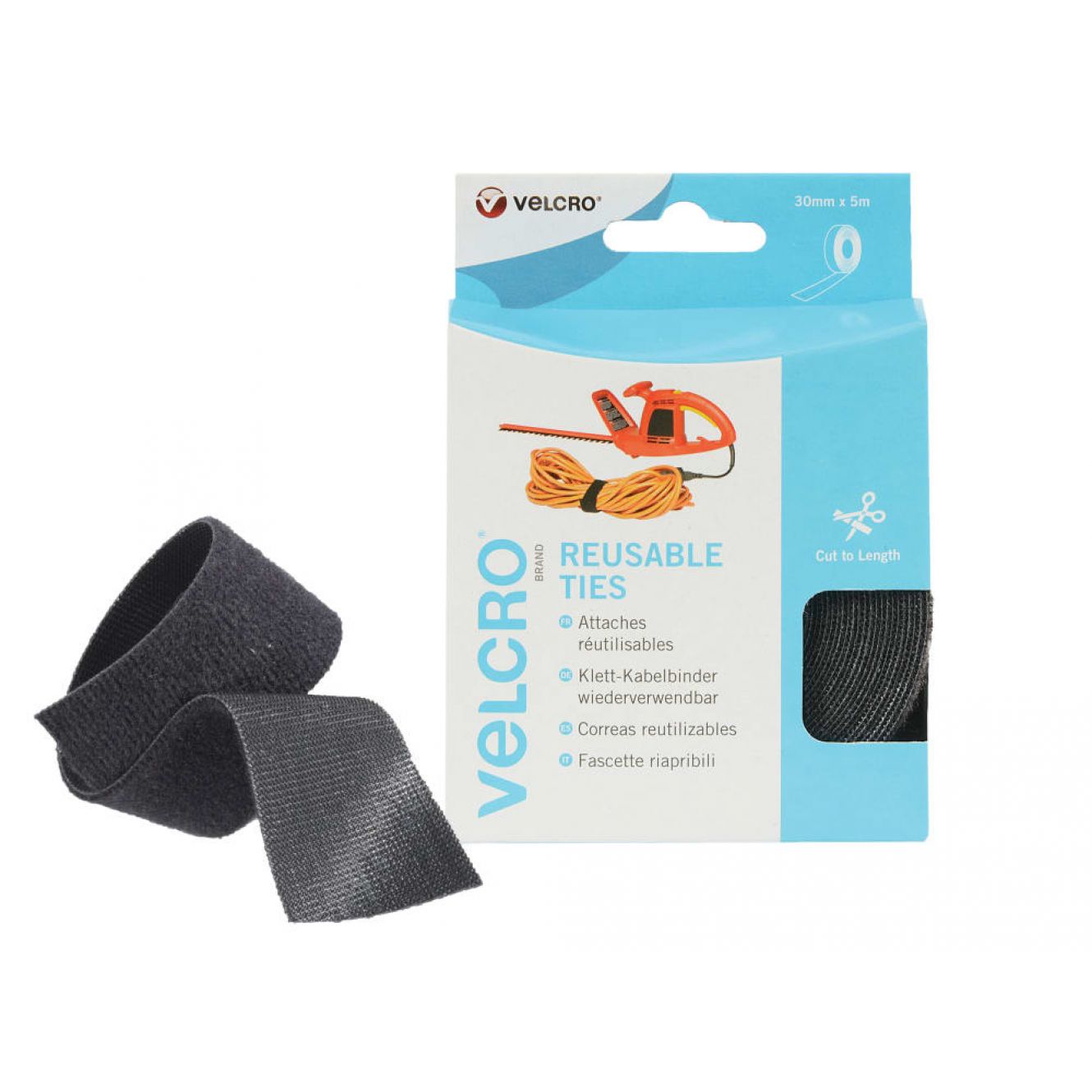 VELCRO® Brand ONE-WRAP® Reusable Ties 30mm x 5m Black VEL60254