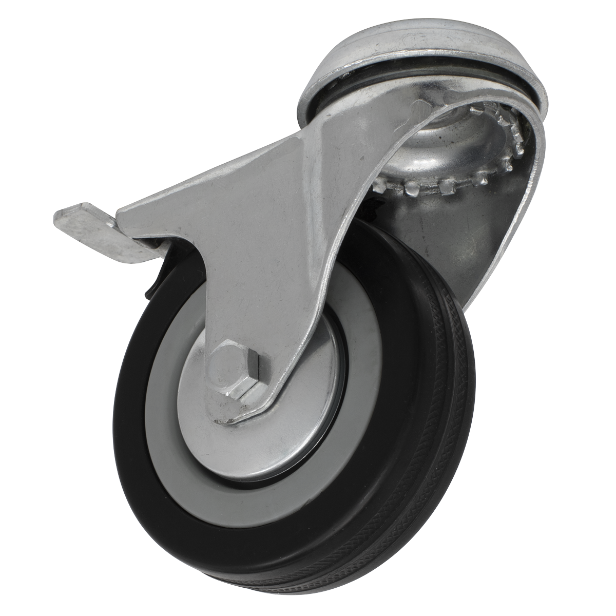 Castor Wheel Bolt Hole Swivel with Brake Ø75mm SCW175SBL