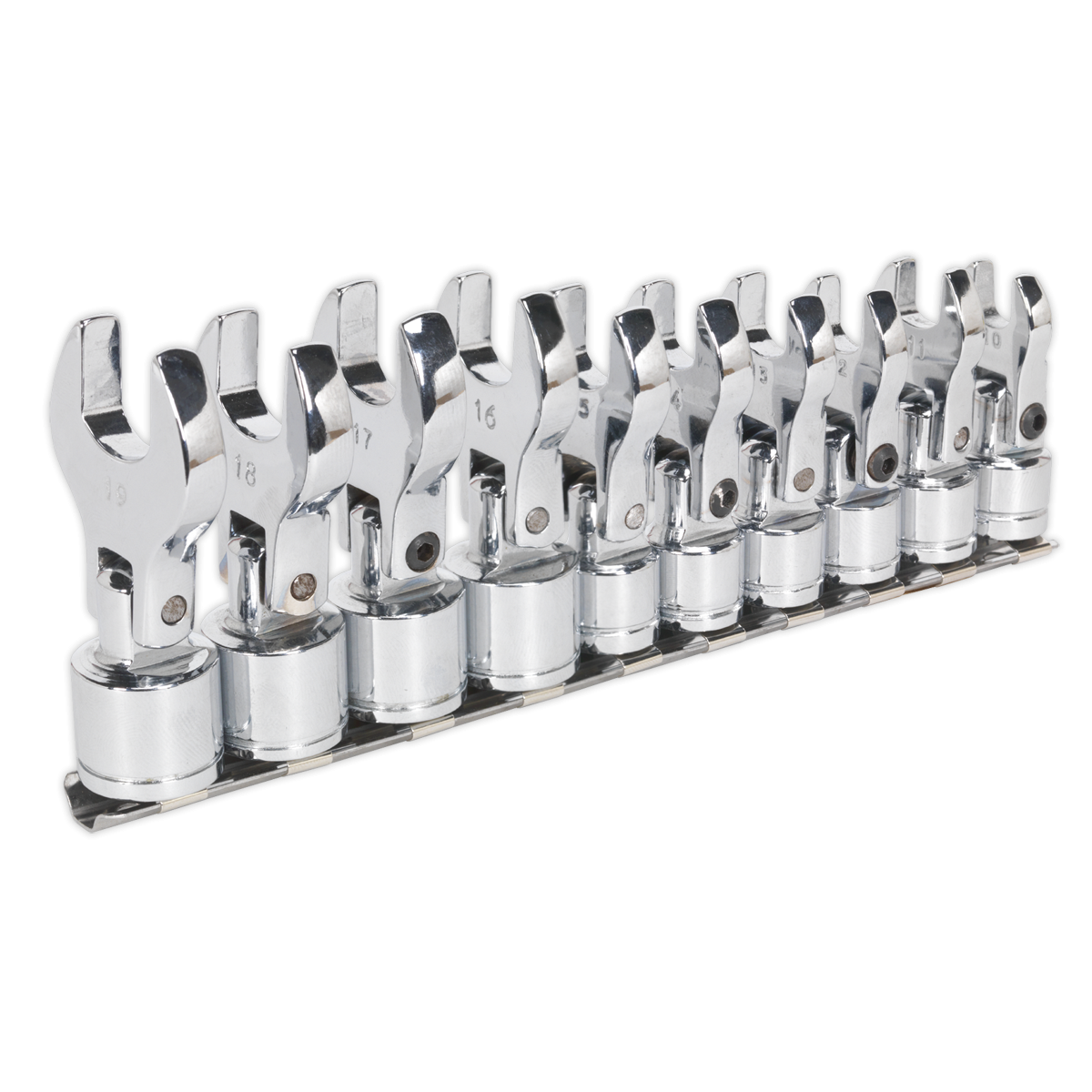 Flexible Crow's Foot Open-End Spanner Set 10pc 3/8"Sq Drive Metric S01043