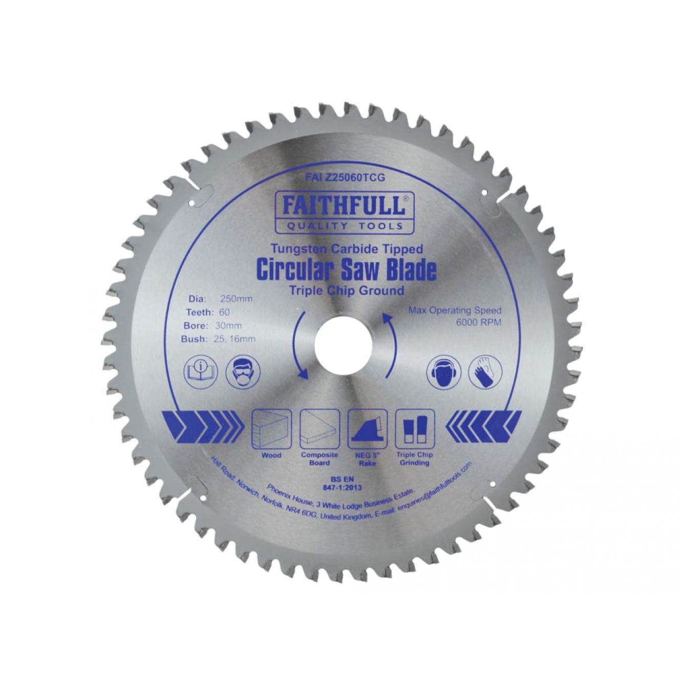 TCT Circular Saw Blade, Negative Rake