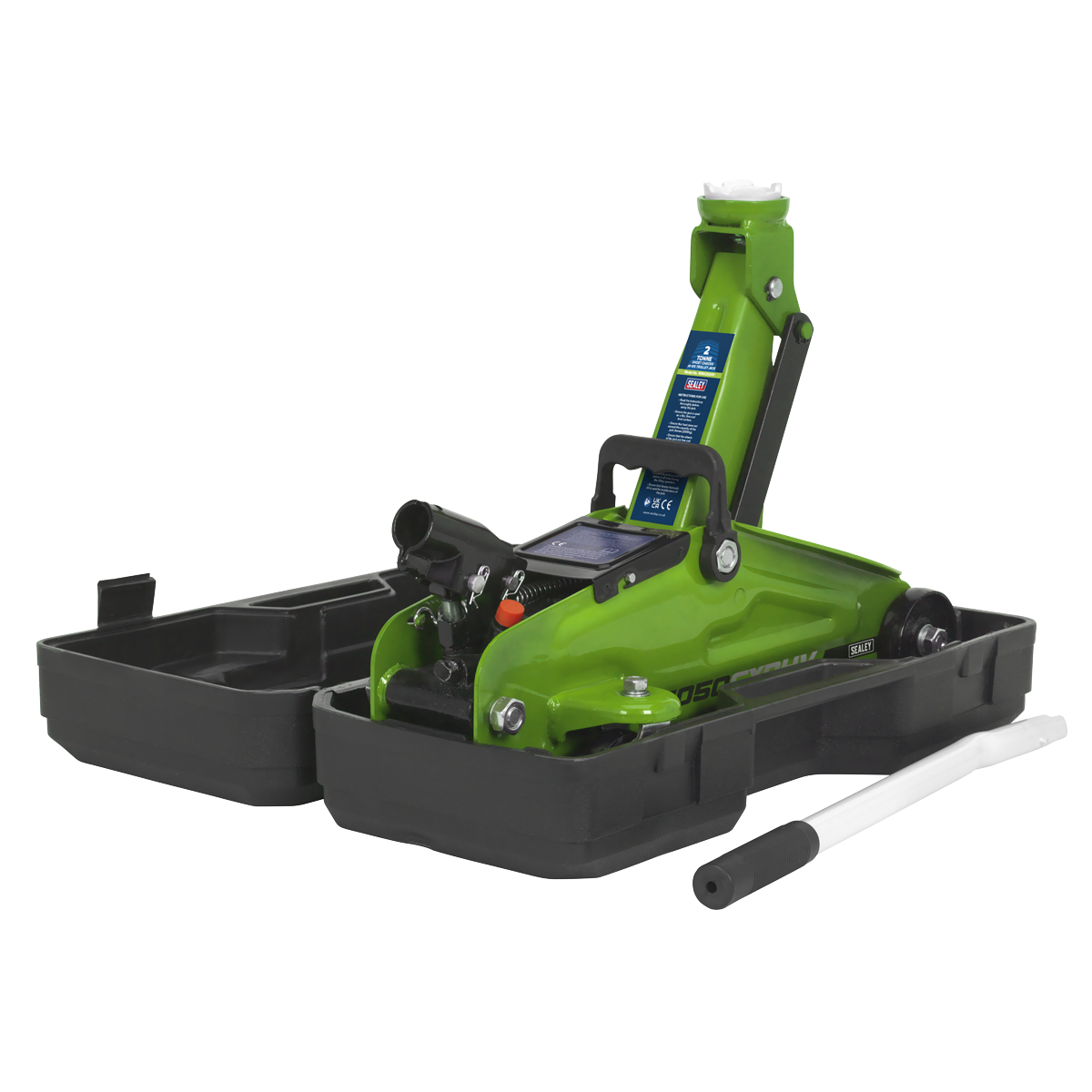 Trolley Jack 2 Tonne Hi-Vis Short Chassis with Storage Case 1050CXDHV