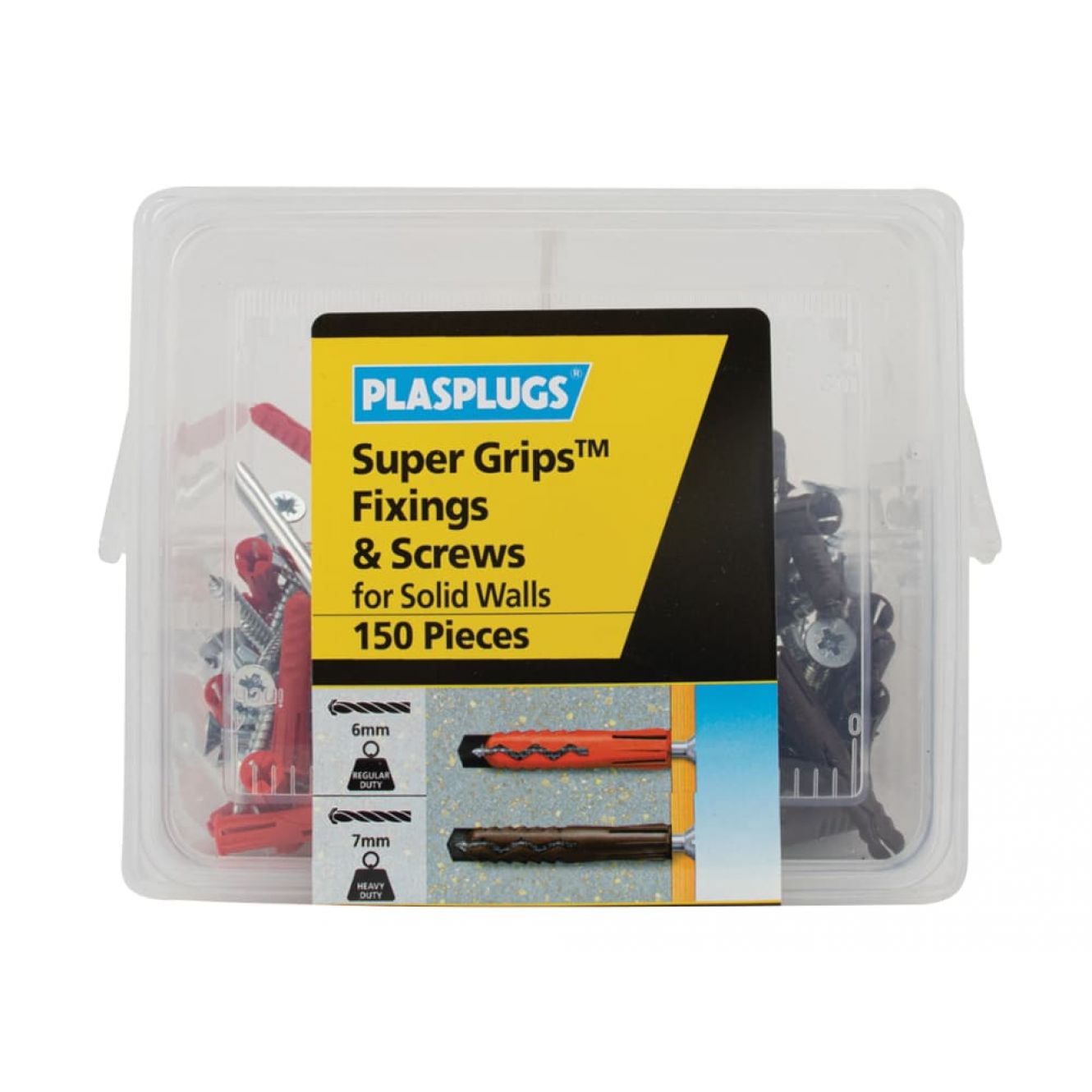 Super Grips™ Fixings & Screws Kit for Solid Walls, 150 Piece PLAKSW150