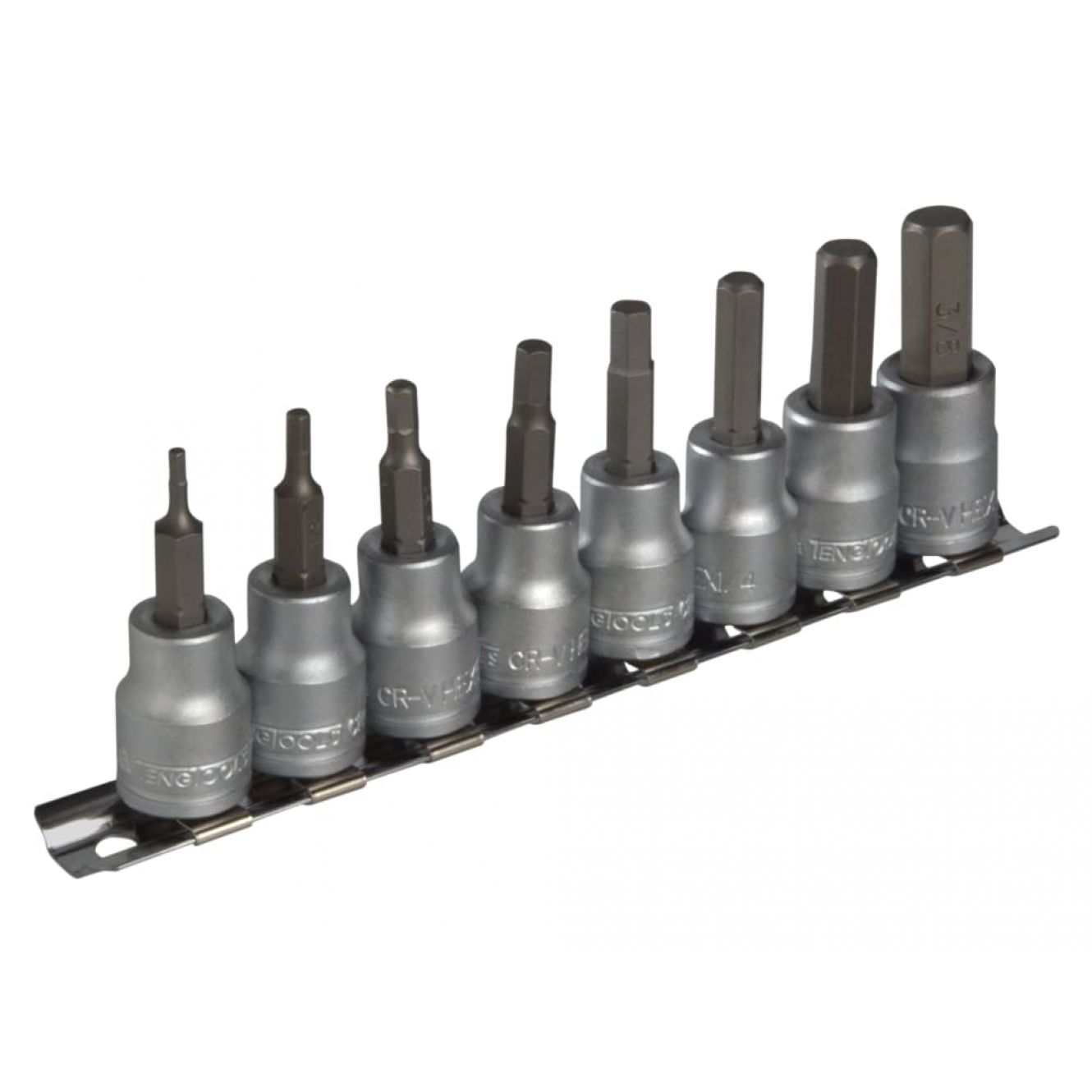 M3811 Socket Clip Rail AF Hex Set of 8 3/8in Drive TENM3811