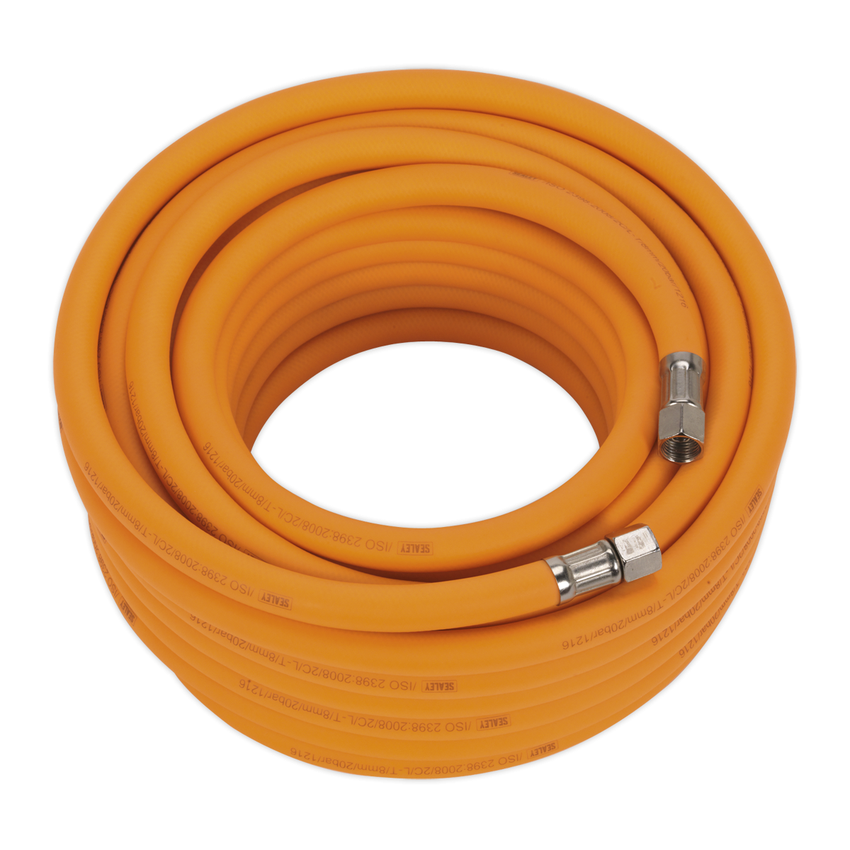 Air Hose 15m x Ø8mm Hybrid High-Visibility with 1/4"BSP Unions AHHC15