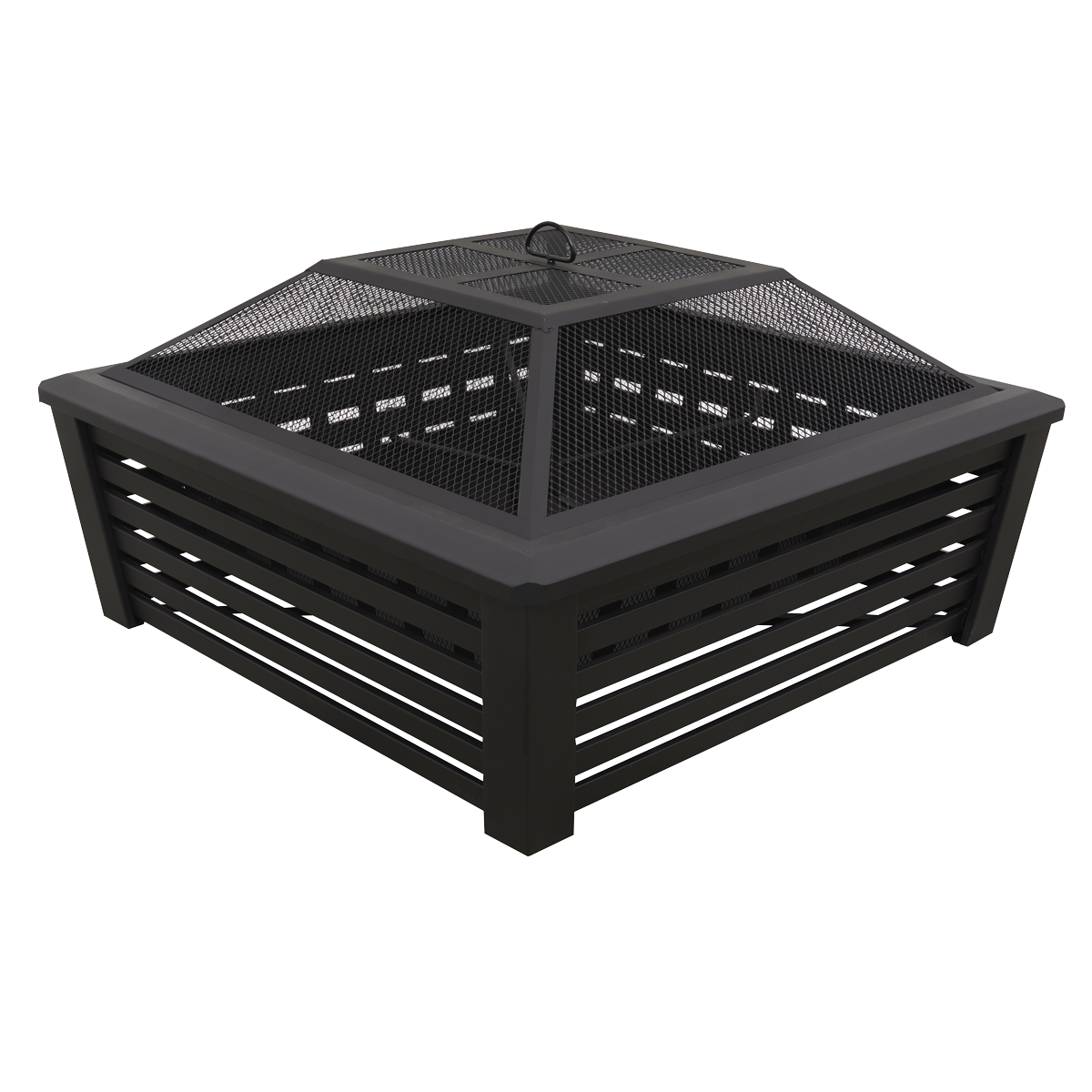 Dellonda 35" Square Outdoor Fire Pit, Black DG43