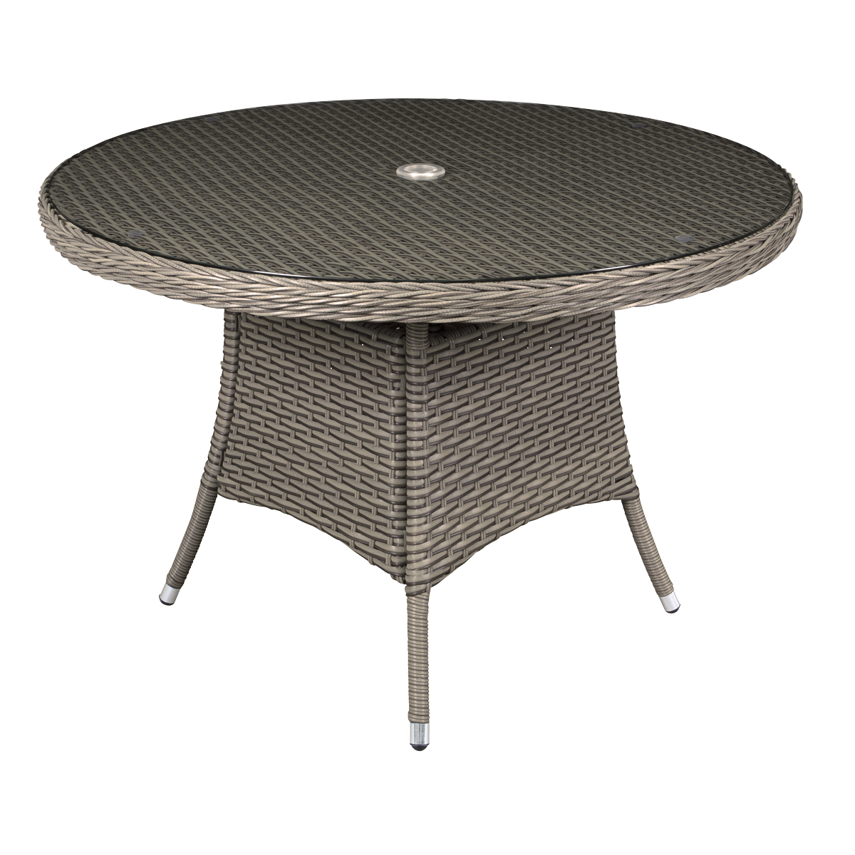 Dellonda Chester Rattan Wicker Outdoor Dining Table with Tempered Glass Top, Brown DG66