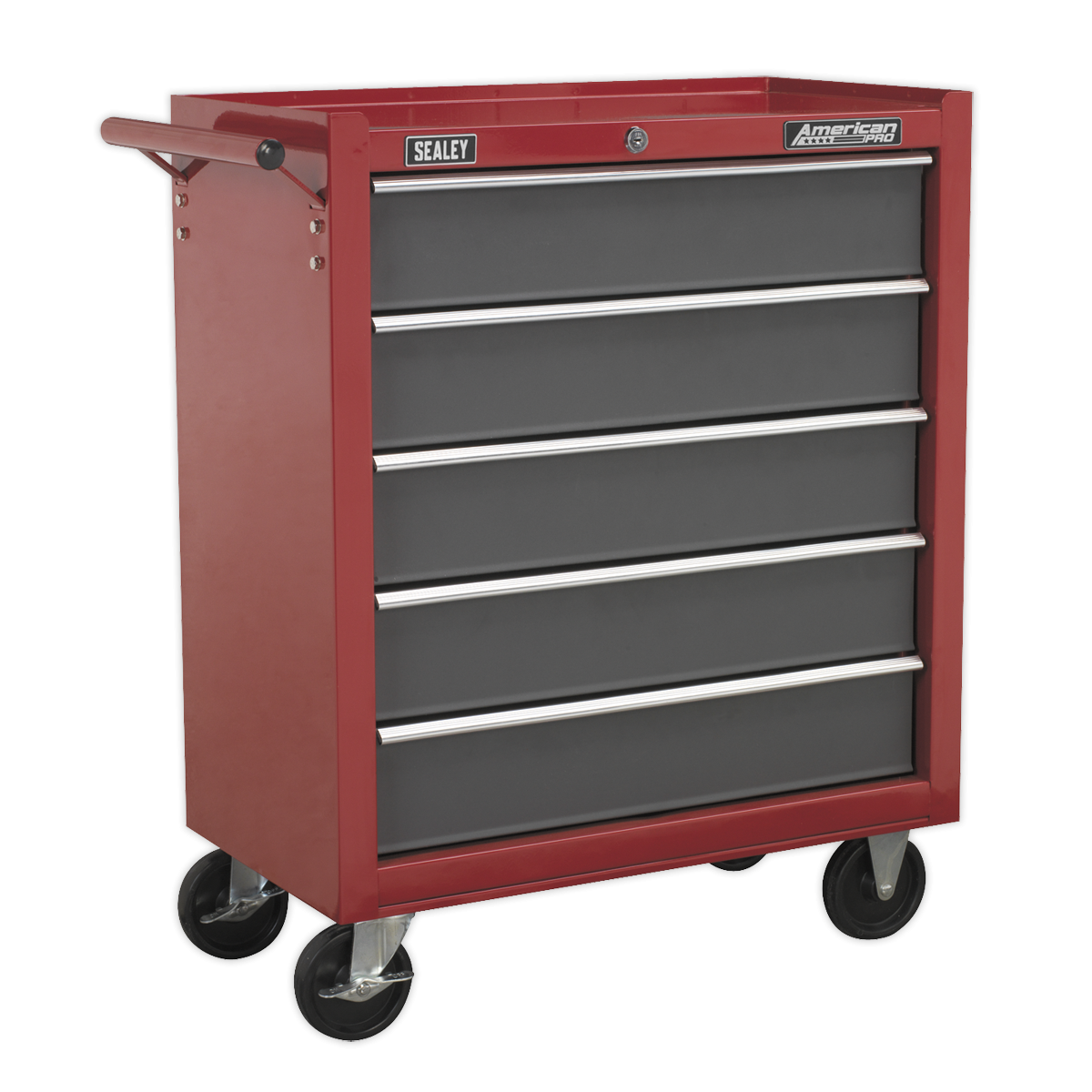 Rollcab 5 Drawer with Ball-Bearing Slides - Red/Grey AP22505BB