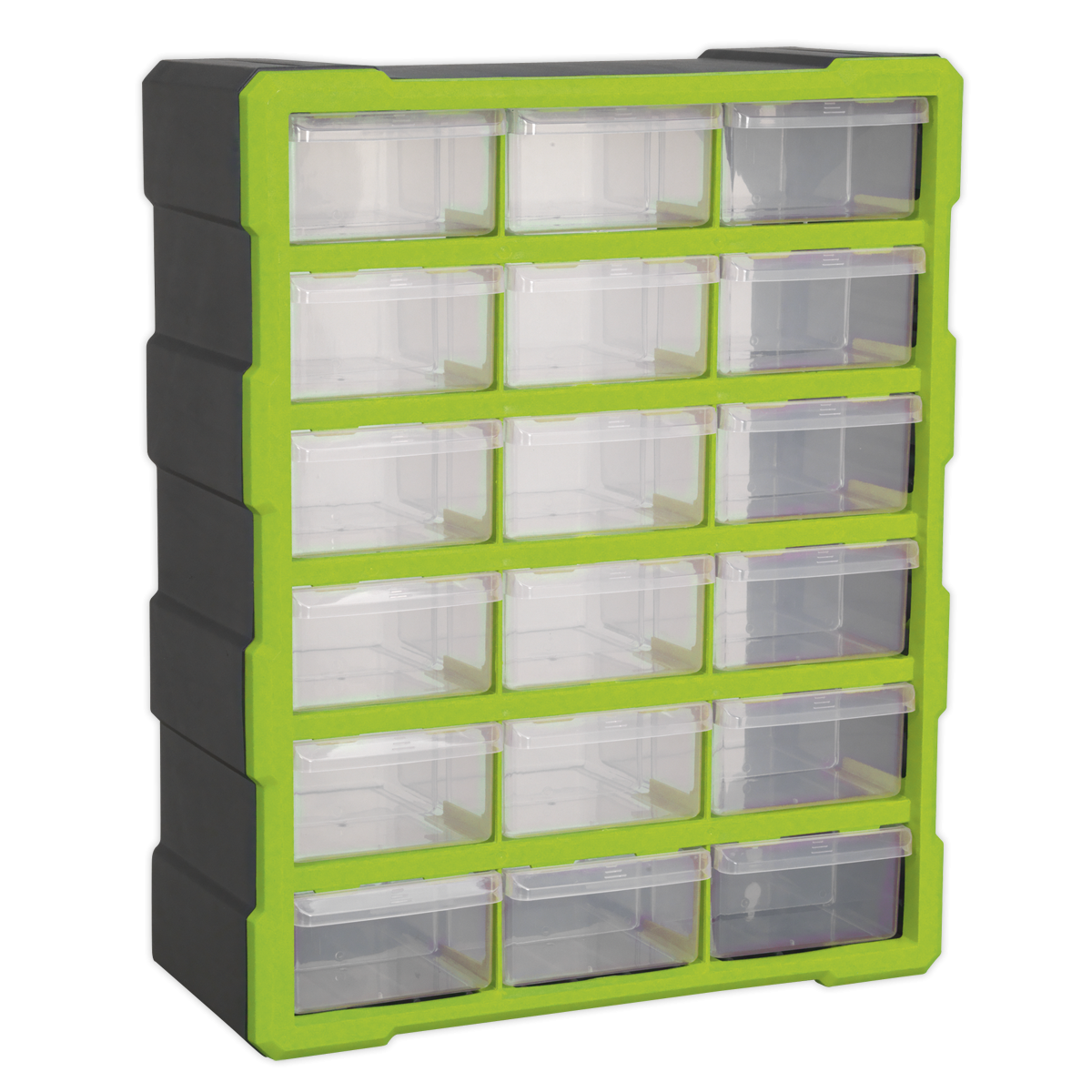 Cabinet Box 18 Drawer - Hi-Vis Green/Black APDC18HV