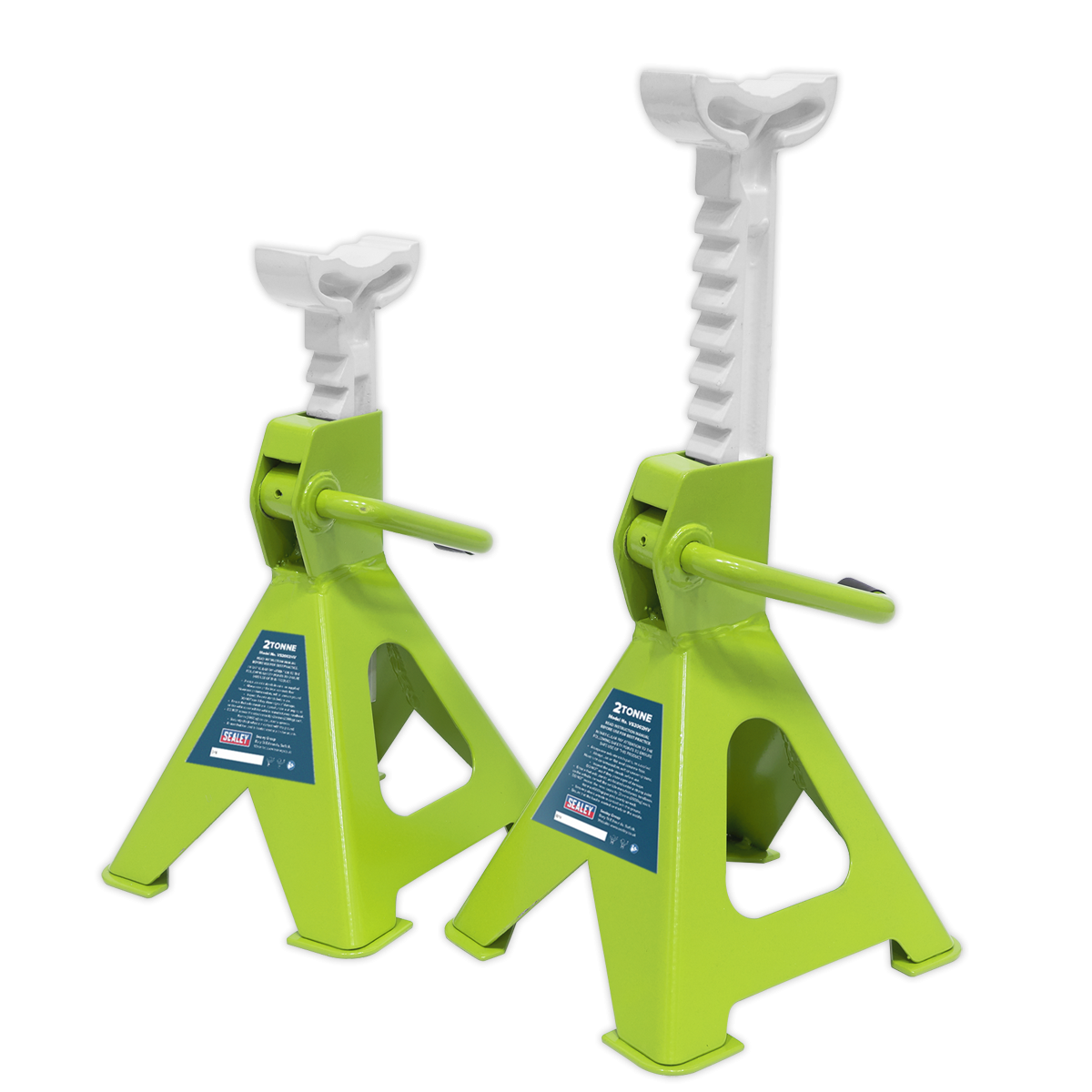 Axle Stands (Pair) 2 Tonne Capacity per Stand Ratchet Type - Hi-Vis Green VS2002HV