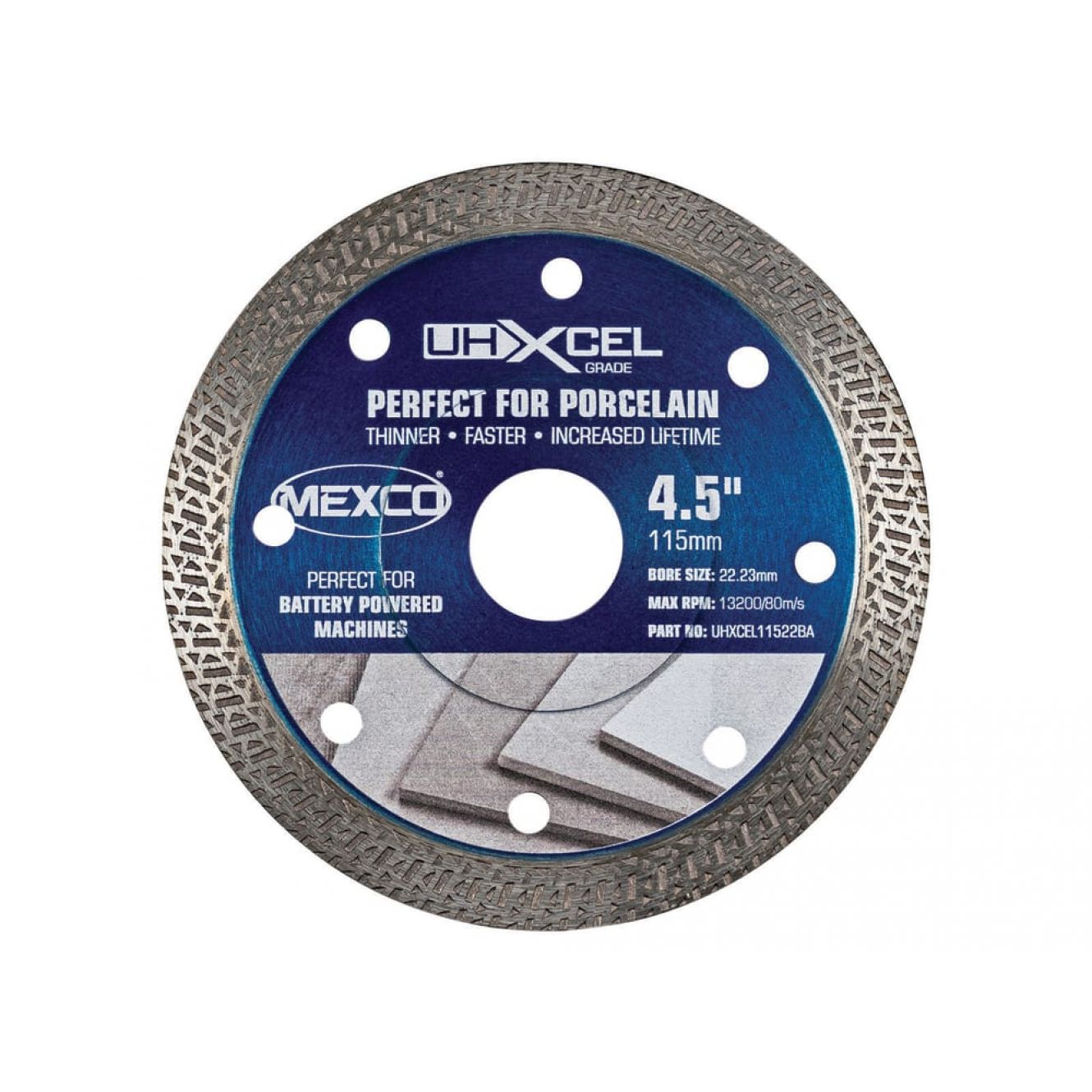 UHXCEL Grade Porcelain & Ceramic Tile Diamond Blade 115 x 22mm MEXUHXL115BA