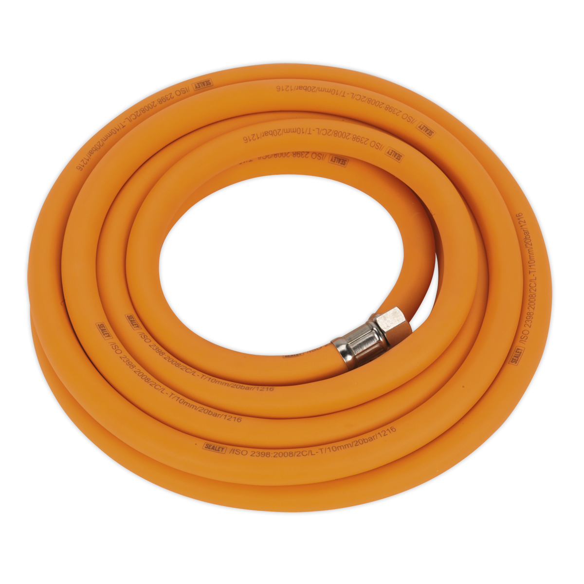 Air Hose 5m x Ø10mm Hybrid High-Visibility with 1/4"BSP Unions AHHC538