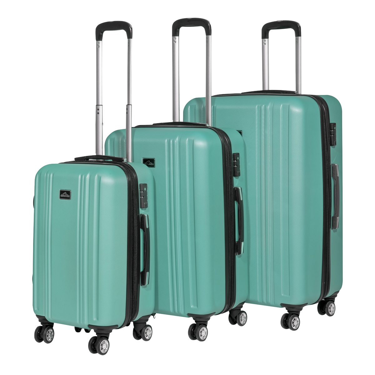 Dellonda Set 3-Piece Lightweight ABS Luggage Set with Integrated TSA Approved Combination Lock - Teal - DL126 DL126