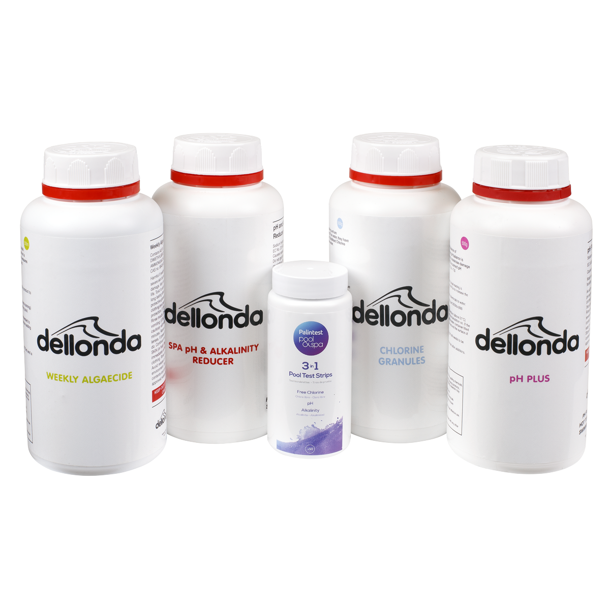 Dellonda Swimming Pool Starter Kit - Chlorine, pH Increaser, pH Reducer, Algaecide and Test Strips DL63