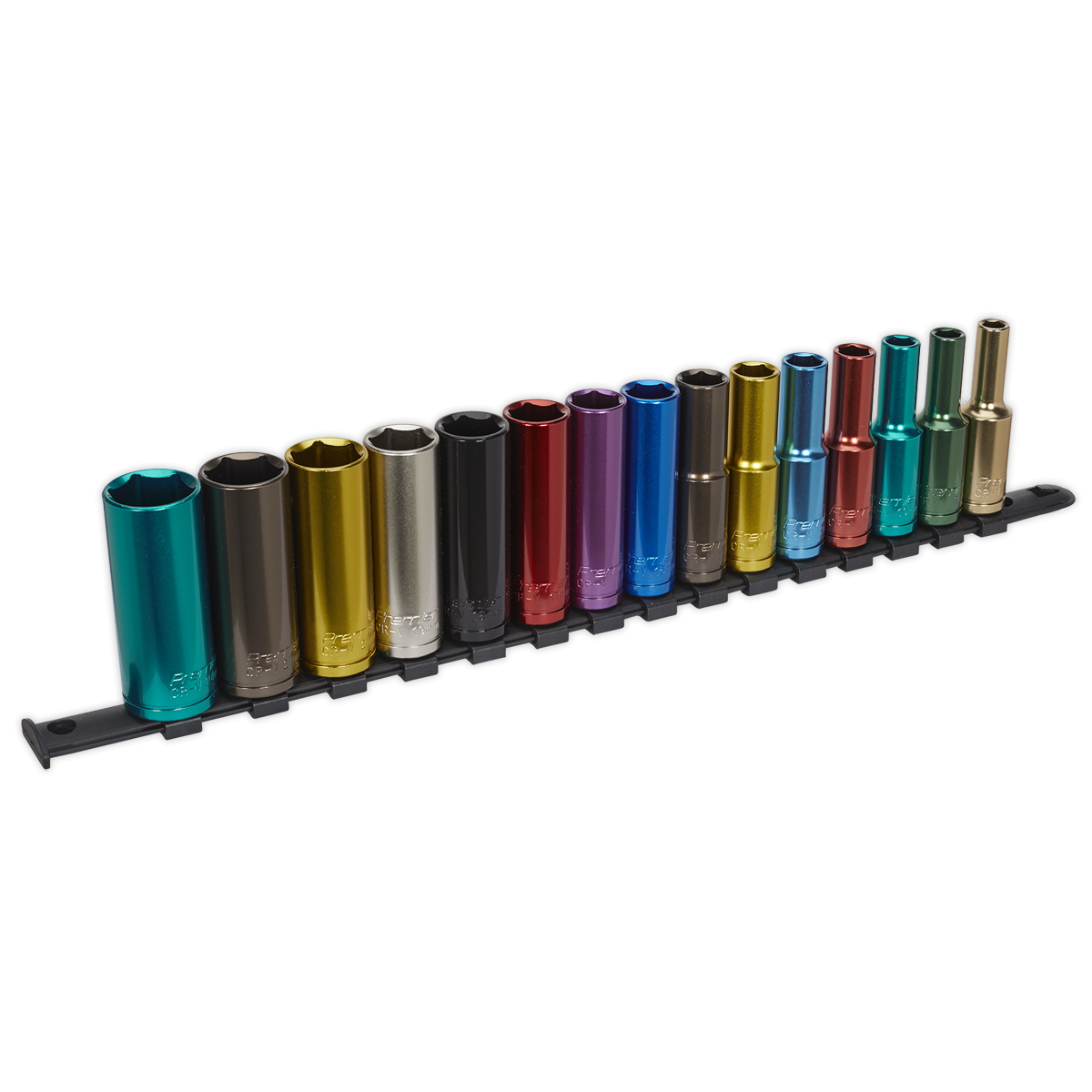 Multi-Coloured Socket Set 15pc 1/2"Sq Drive 6pt Deep WallDrive® Metric AK2874D