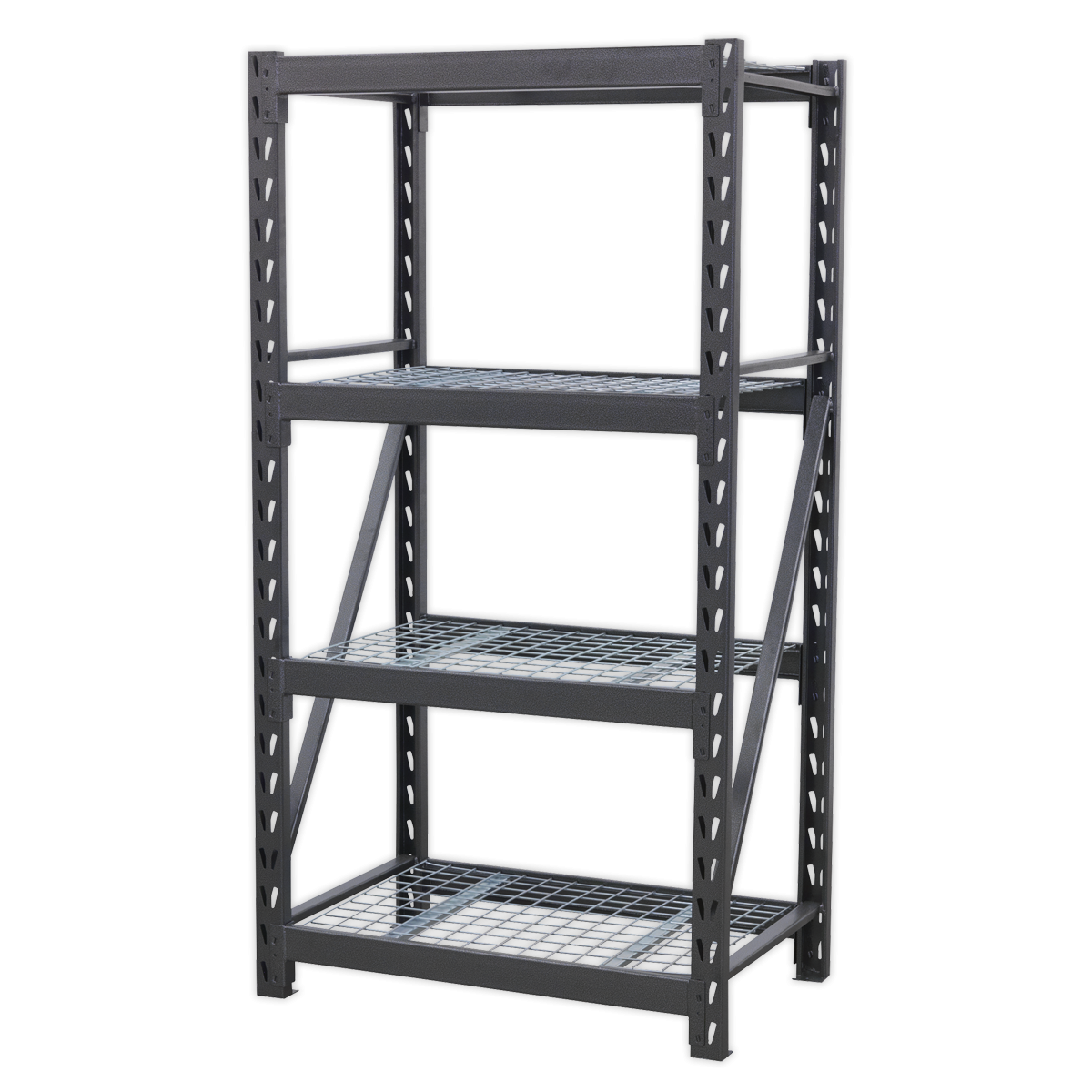 Heavy-Duty Racking Unit with 4 Mesh Shelves 640kg Capacity Per Level 978mm AP6372