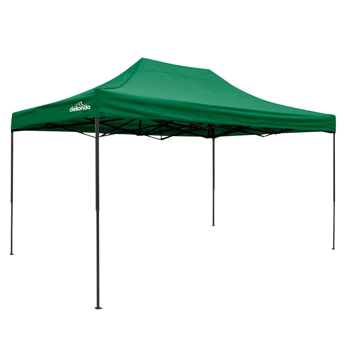 Dellonda Premium 3 x 4.5m Pop-Up Gazebo, Heavy Duty, PVC Coated, Water Resistant Fabric, Supplied with Carry Bag, Rope, Stakes & Weight Bags - Dark Green Canopy DG136